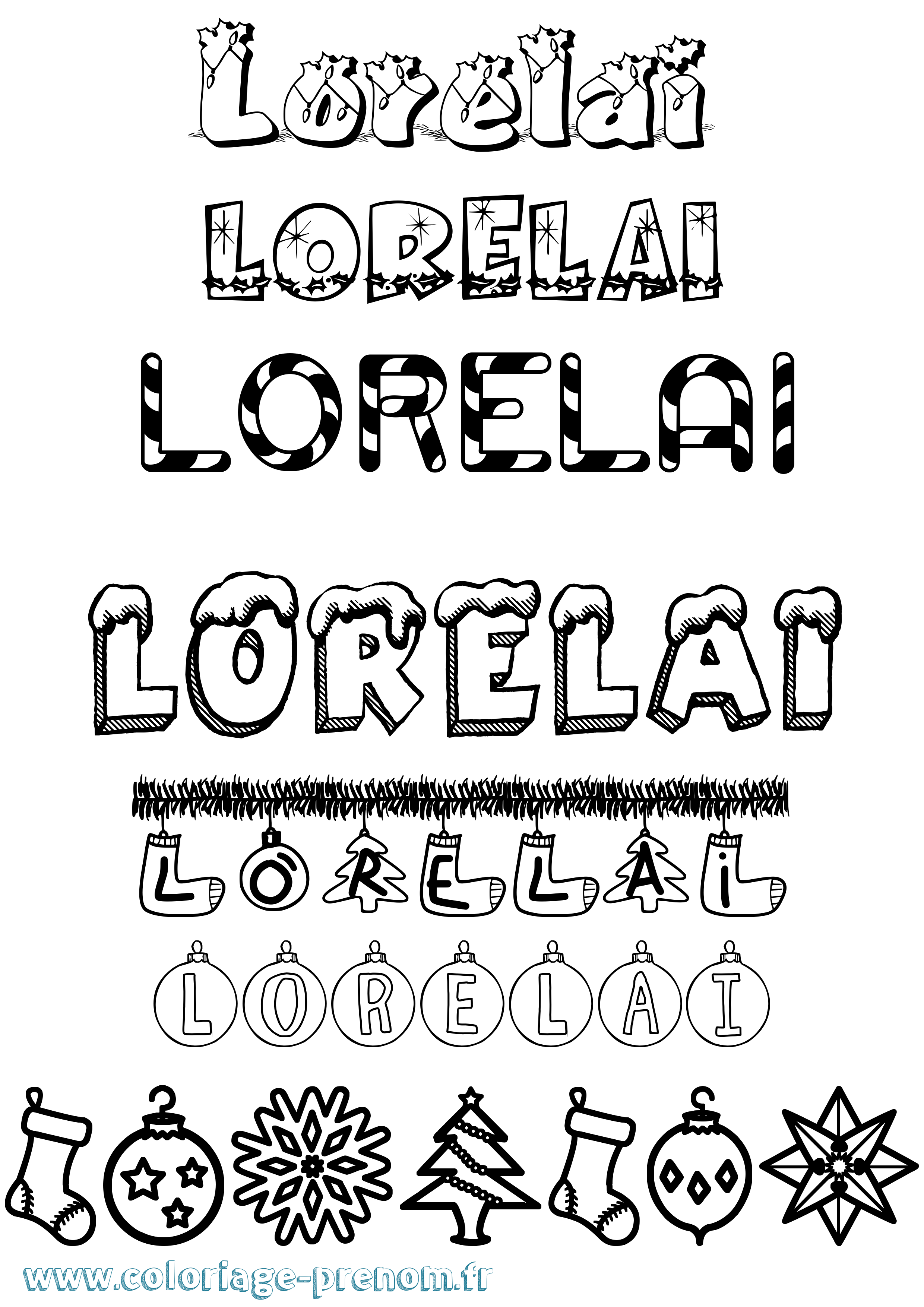 Coloriage Lorelai Noël Coloriage prénom Lorelai Noël