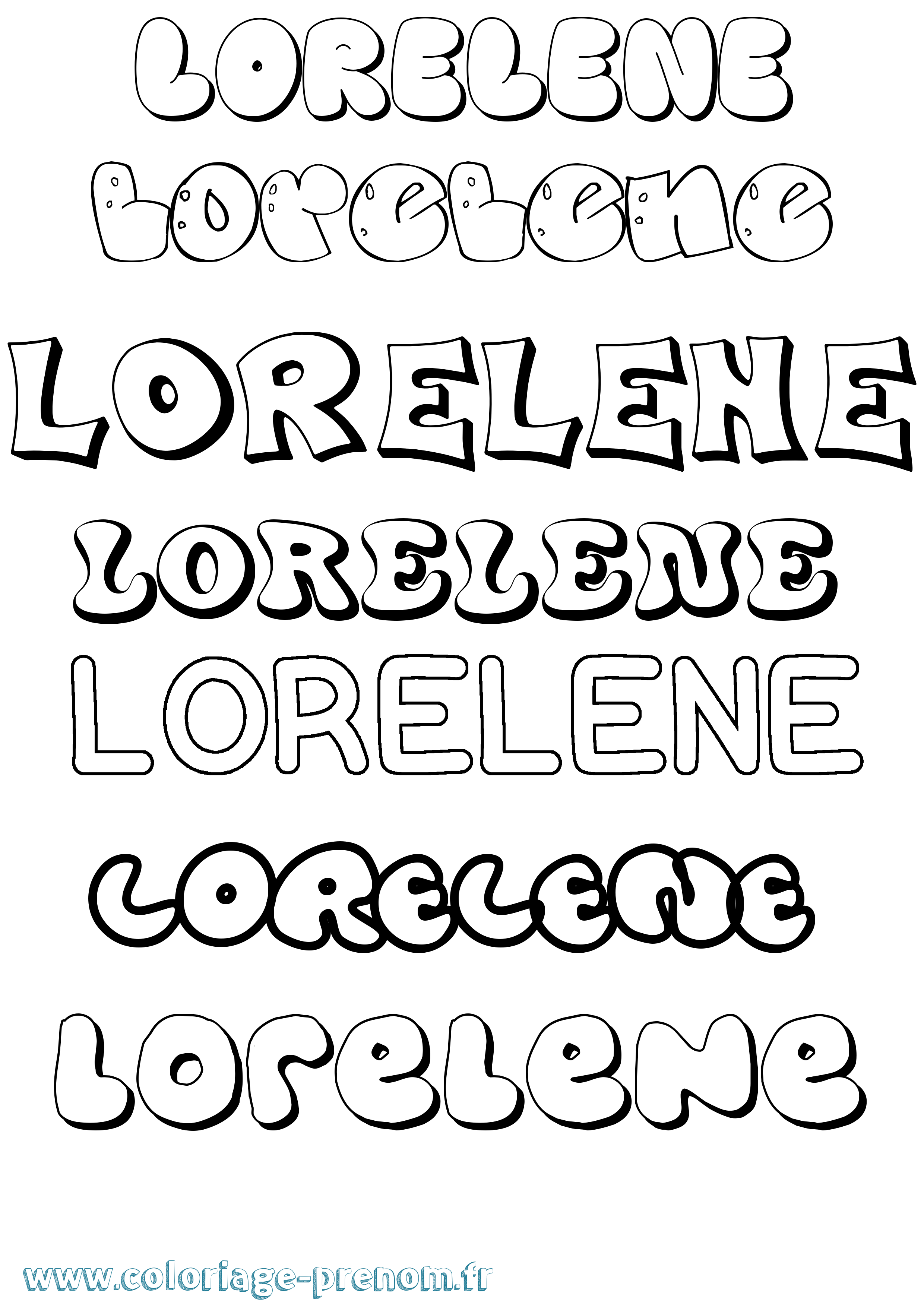 Coloriage Lorelene Bubble Coloriage prénom Lorelene Bubble
