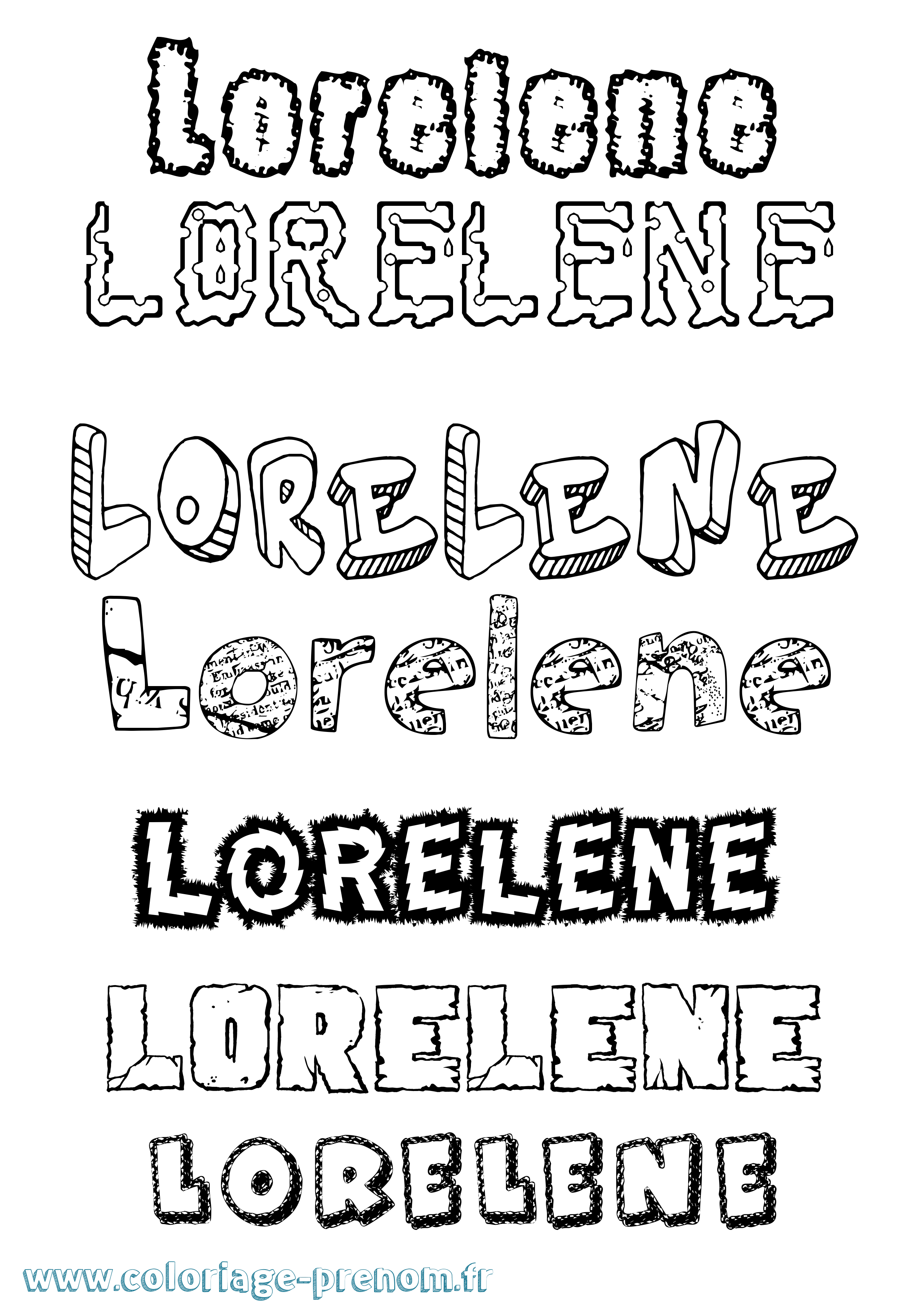 Coloriage Lorelene Destructuré Coloriage prénom Lorelene Destructuré