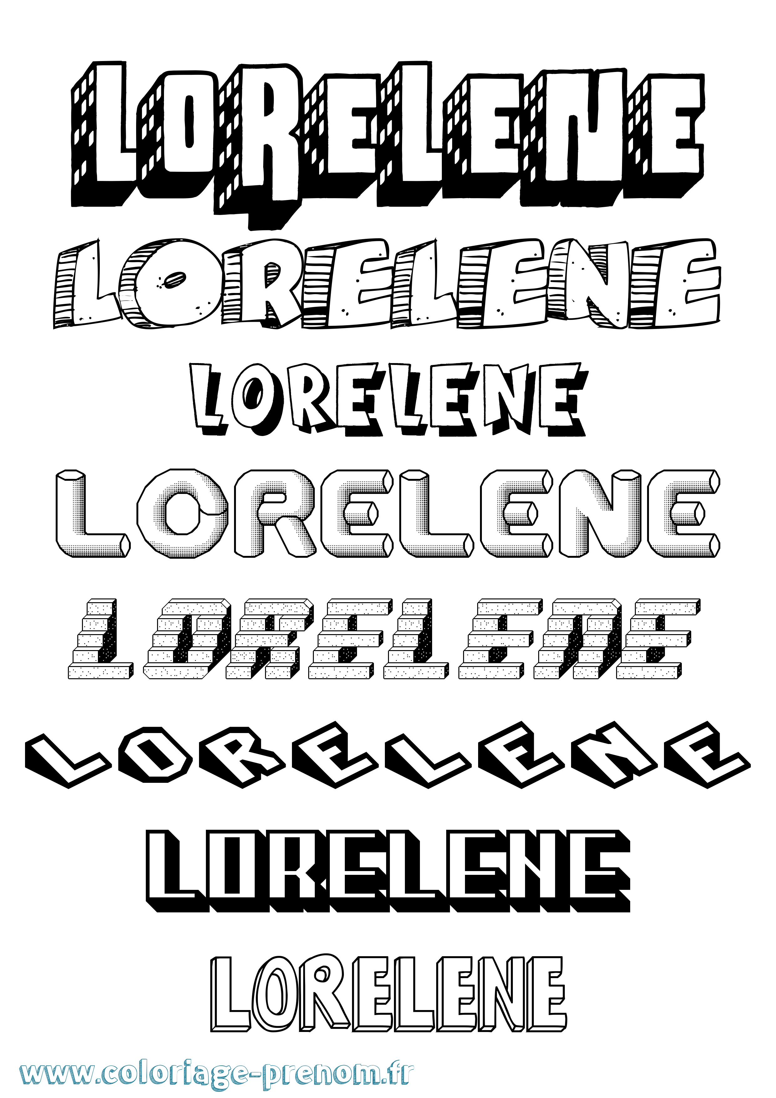 Coloriage Lorelene Effet 3D Coloriage prénom Lorelene Effet 3D