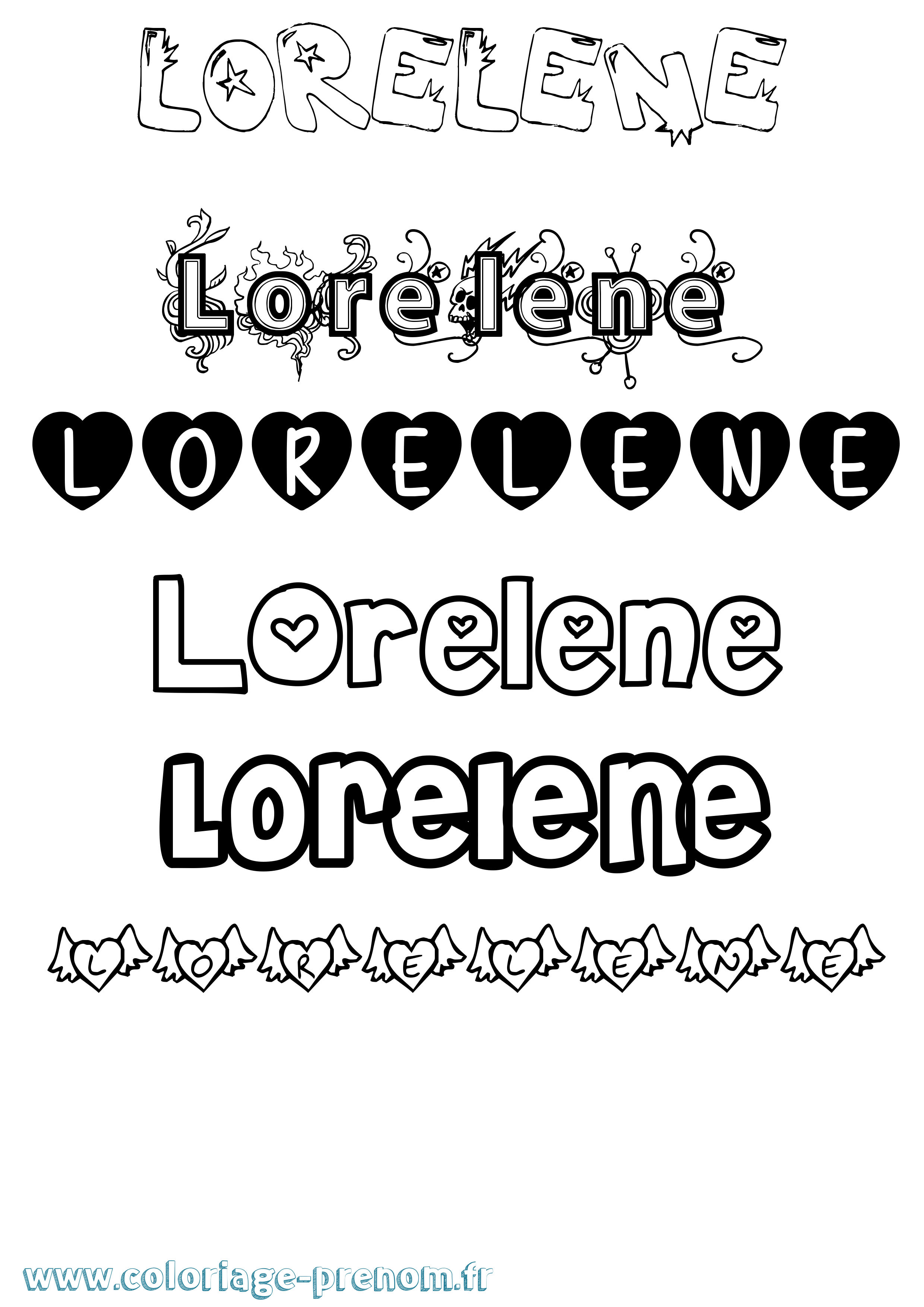 Coloriage Lorelene Girly Coloriage prénom Lorelene Girly