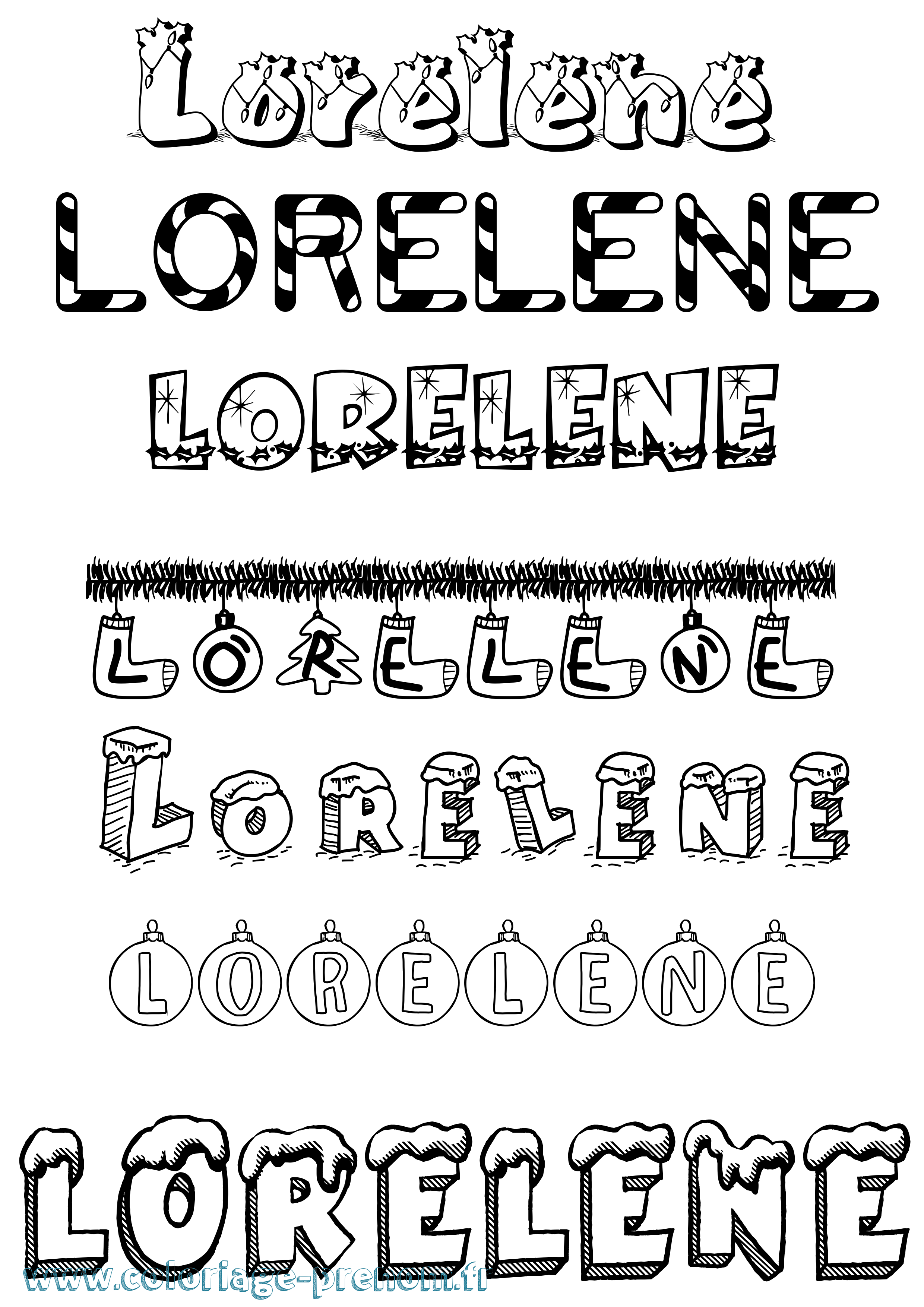 Coloriage Lorelene Noël Coloriage prénom Lorelene Noël