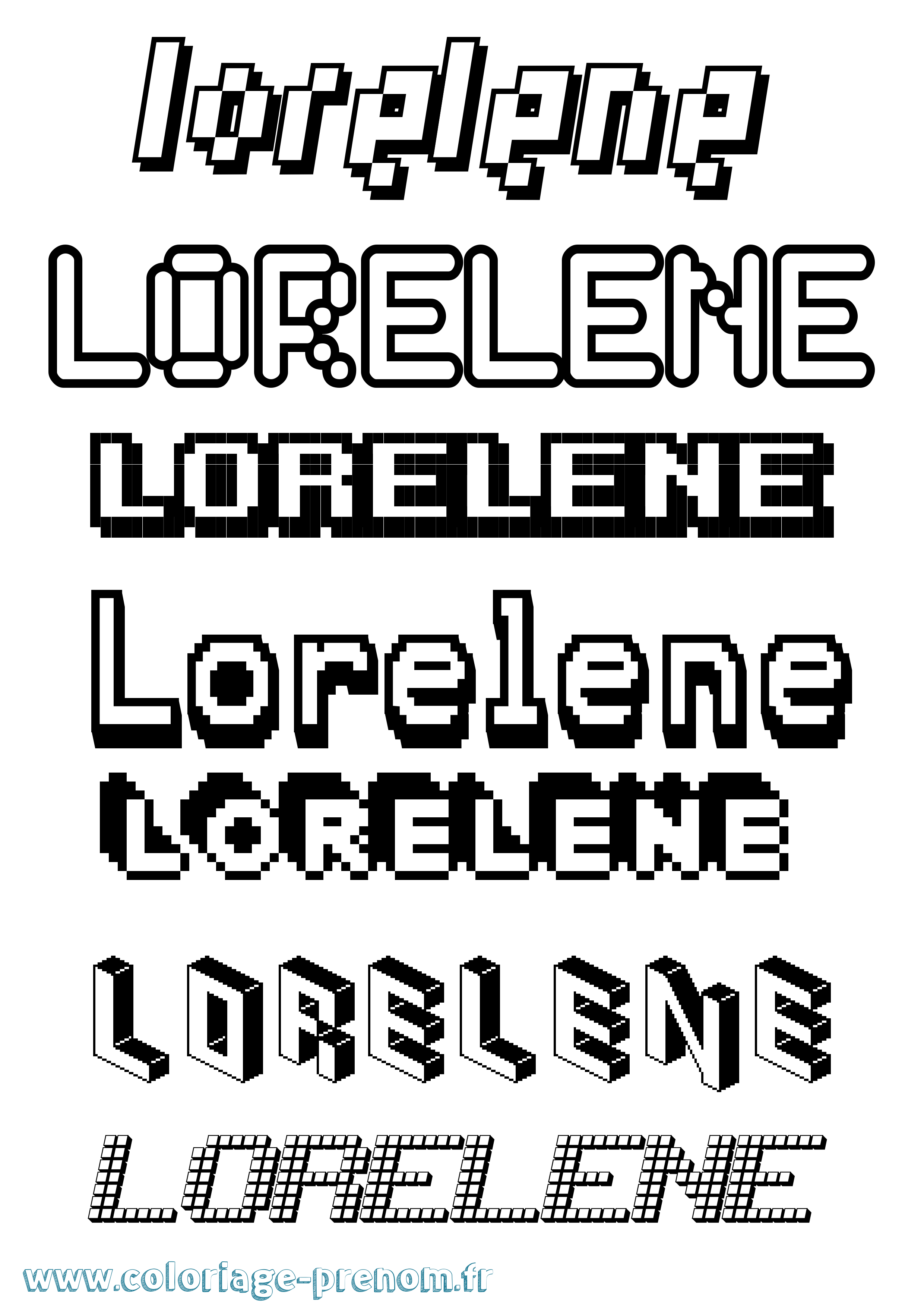 Coloriage Lorelene Pixel Coloriage prénom Lorelene Pixel