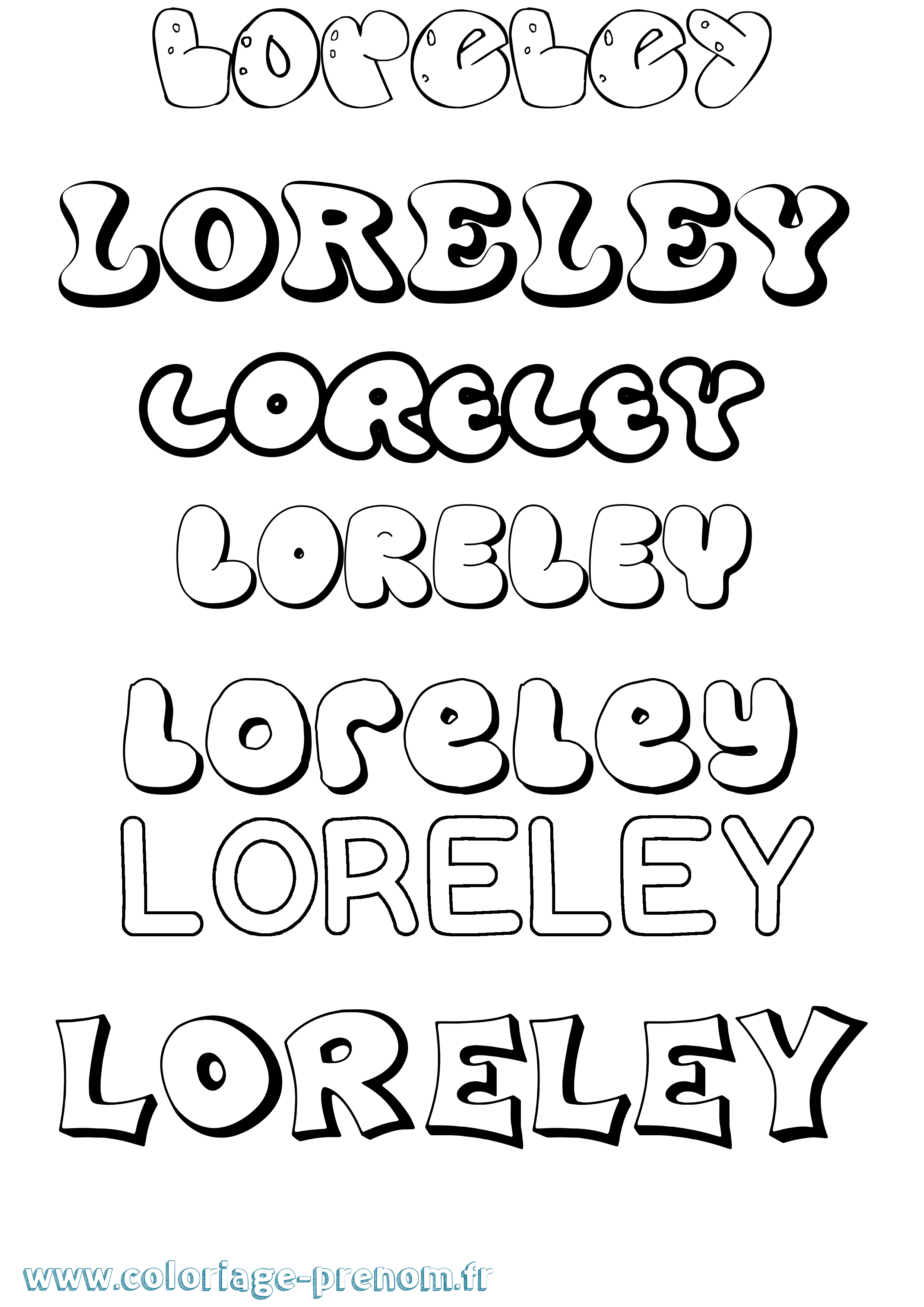 Coloriage Loreley Bubble Coloriage prénom Loreley Bubble