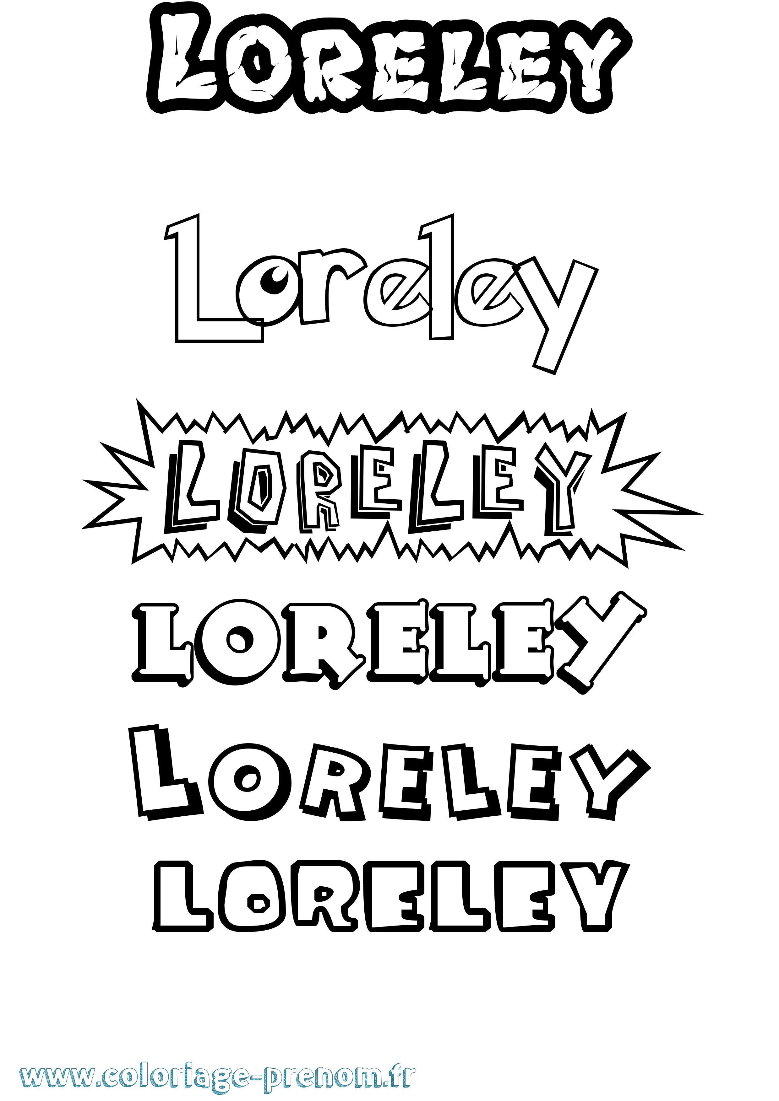 Coloriage Loreley Dessin Animé Coloriage prénom Loreley Dessin Animé