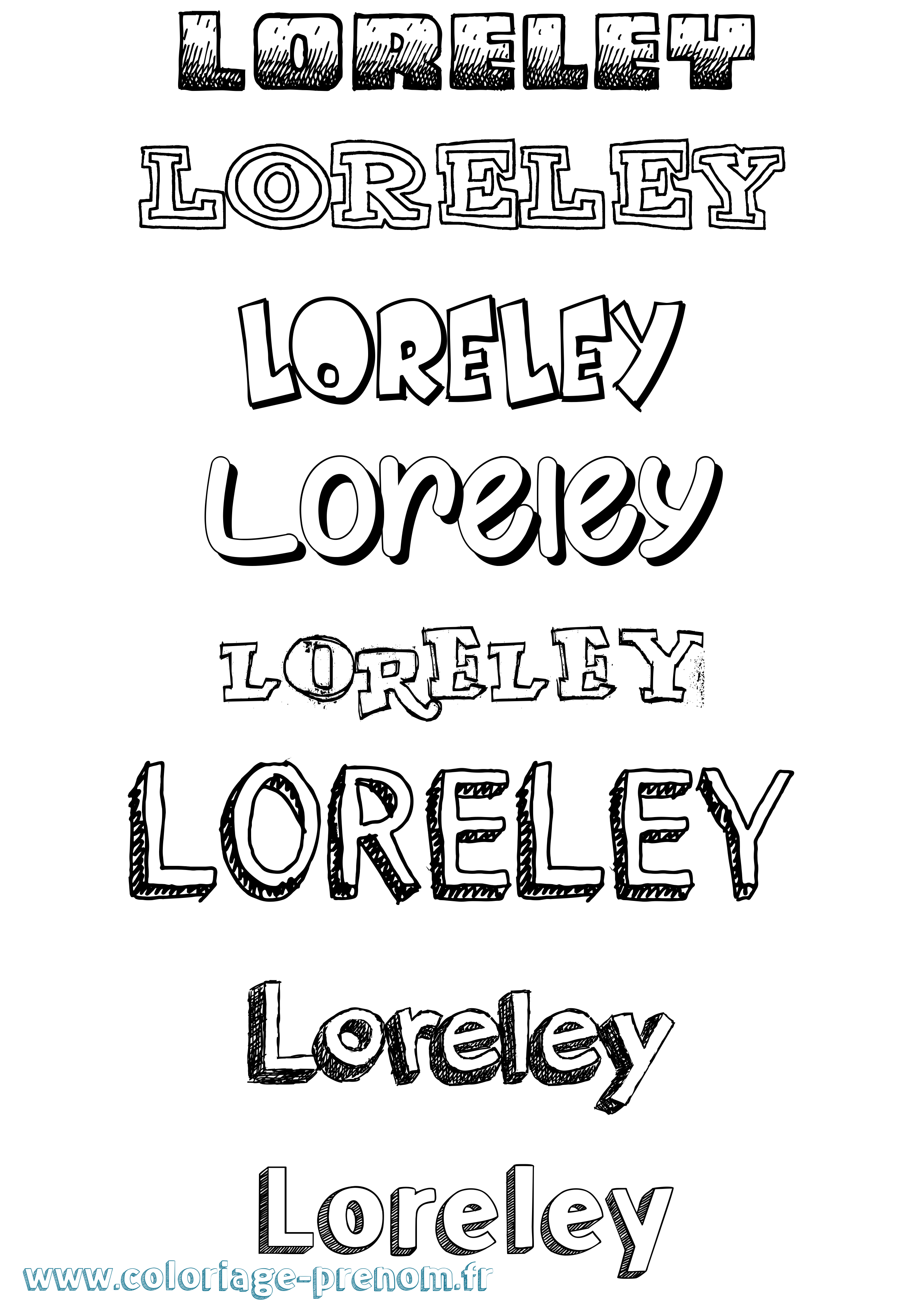 Coloriage Loreley Dessiné Coloriage prénom Loreley Dessiné