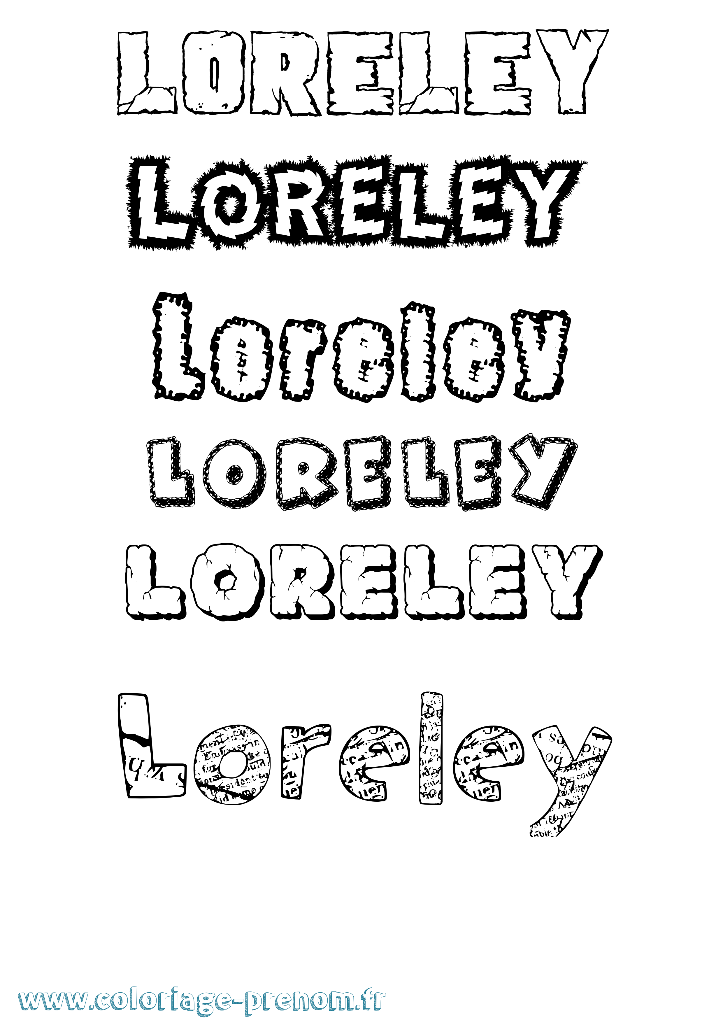 Coloriage Loreley Destructuré Coloriage prénom Loreley Destructuré