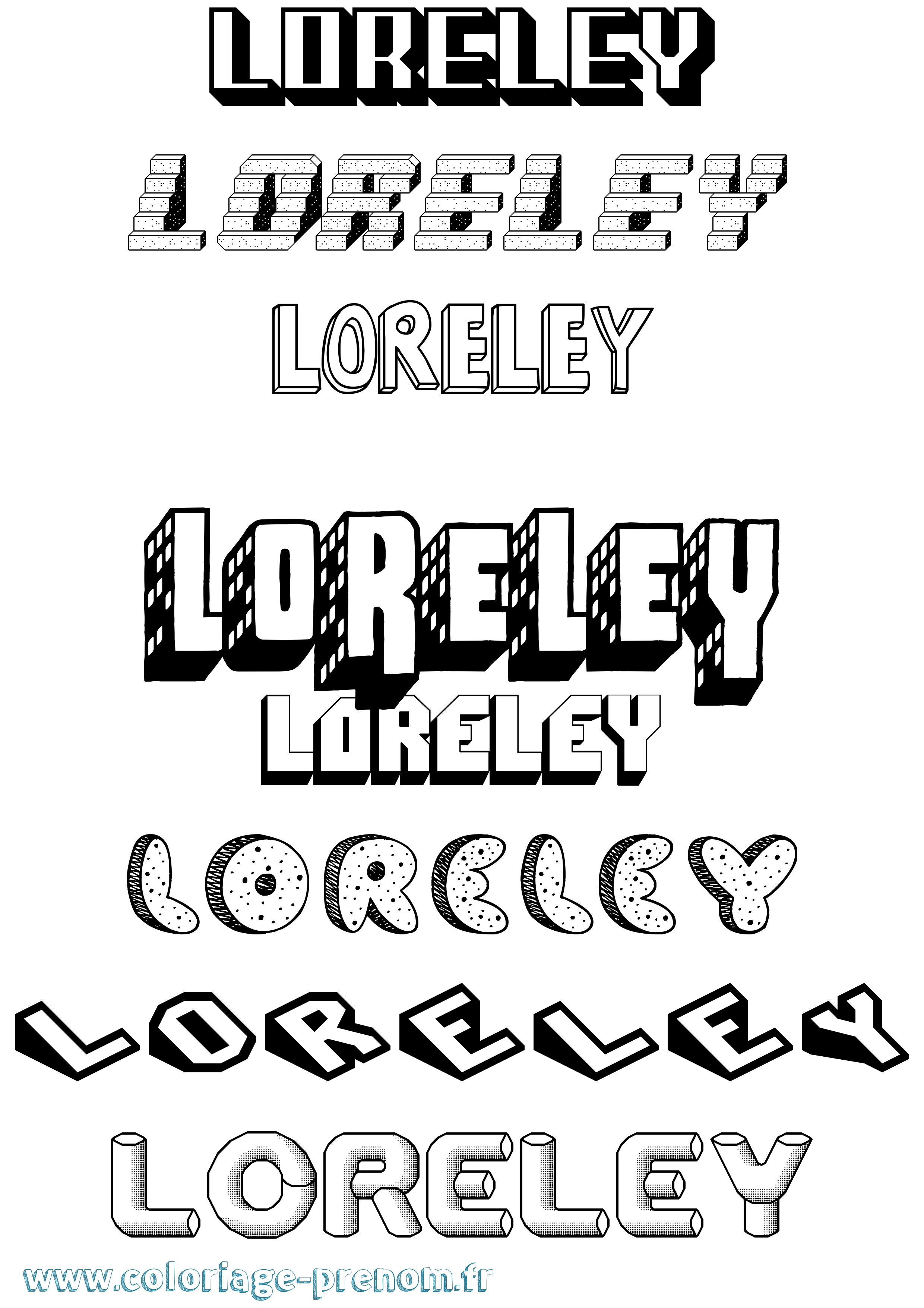 Coloriage Loreley Effet 3D Coloriage prénom Loreley Effet 3D