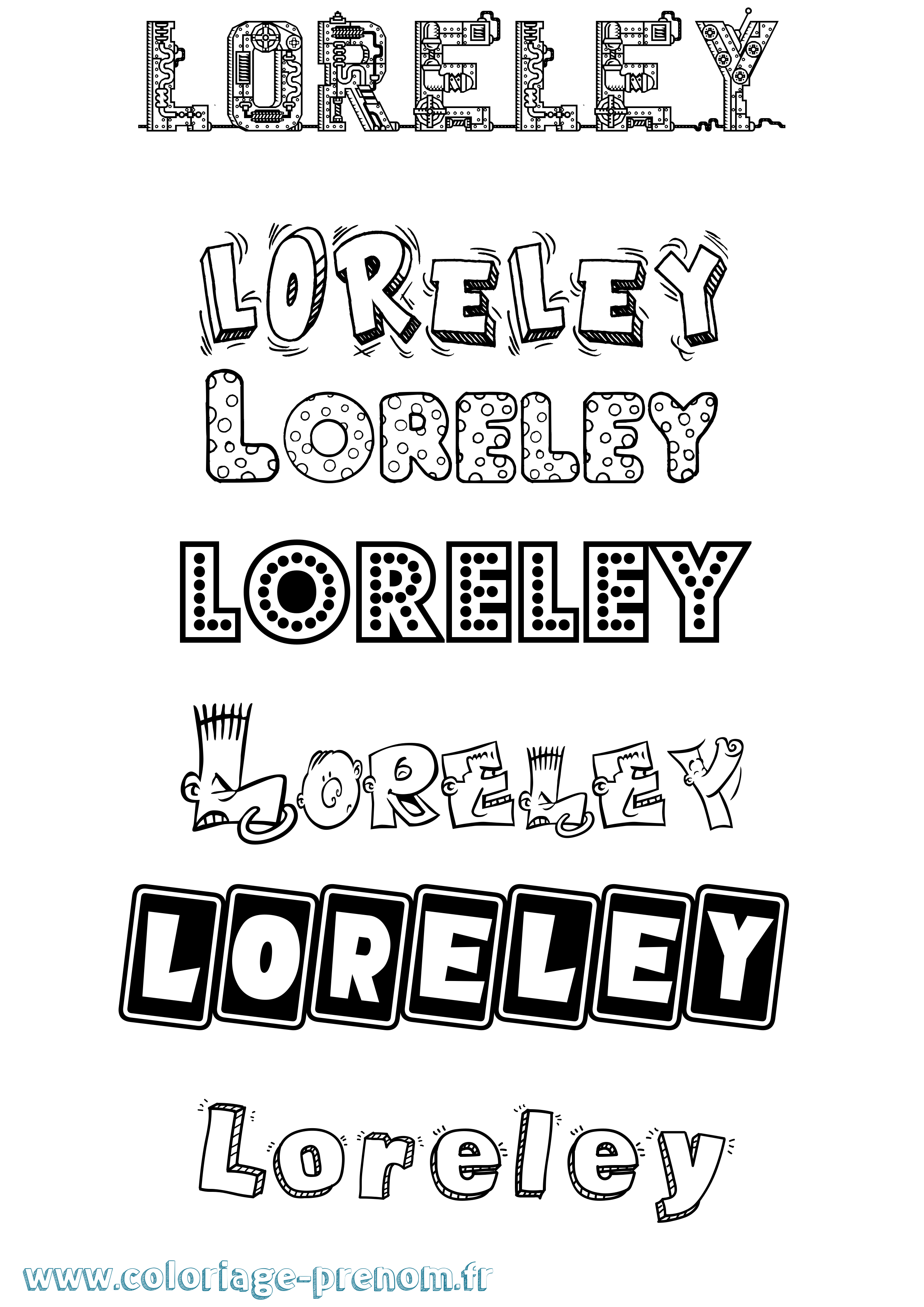 Coloriage Loreley Fun Coloriage prénom Loreley Fun