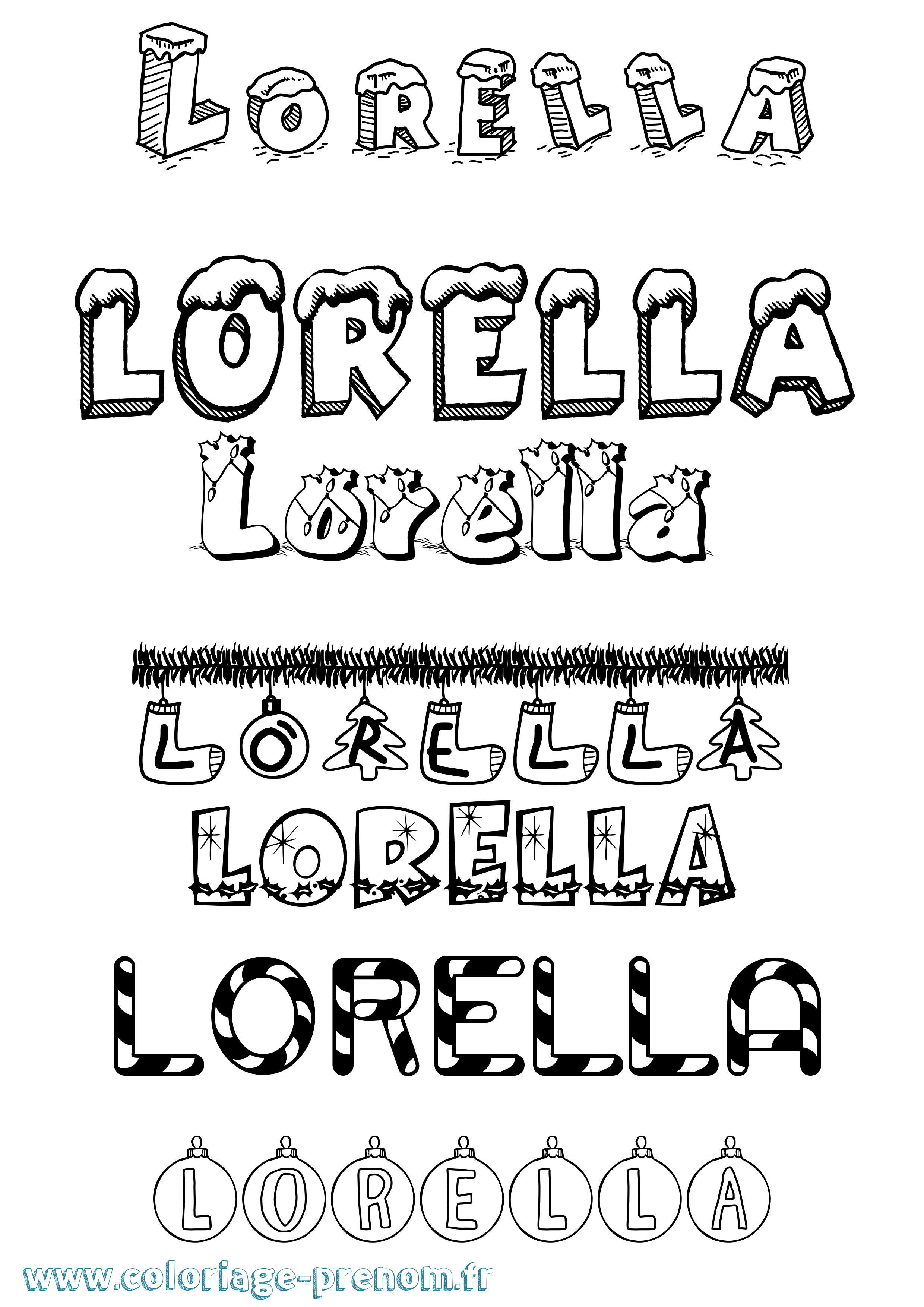 Coloriage Lorella Noël Coloriage prénom Lorella Noël