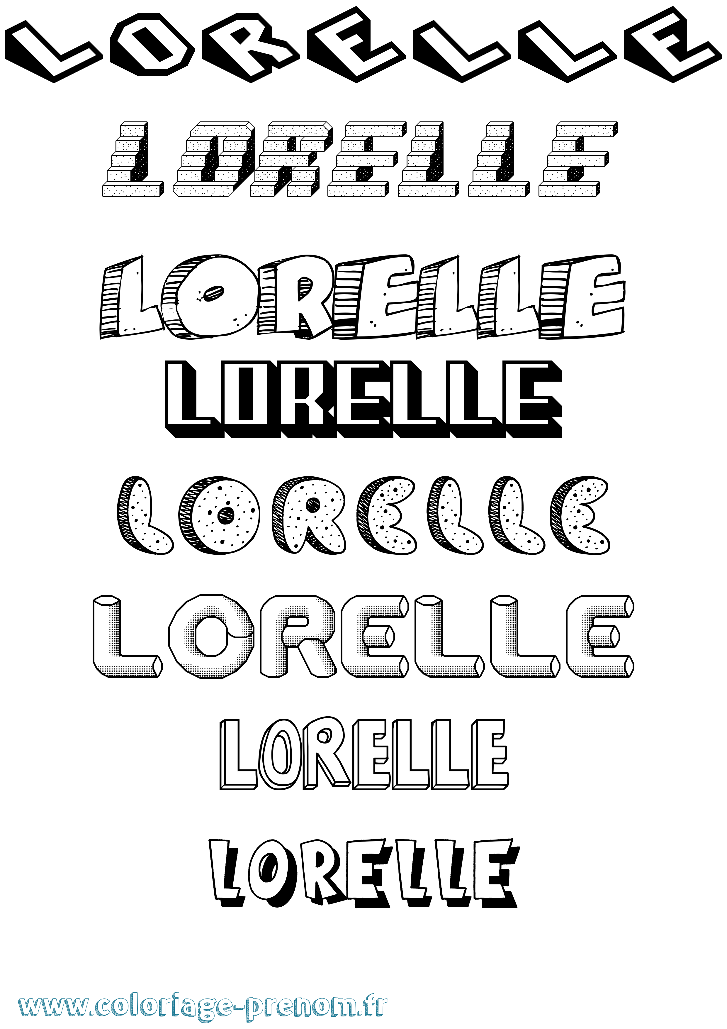 Coloriage Lorelle Effet 3D Coloriage prénom Lorelle Effet 3D