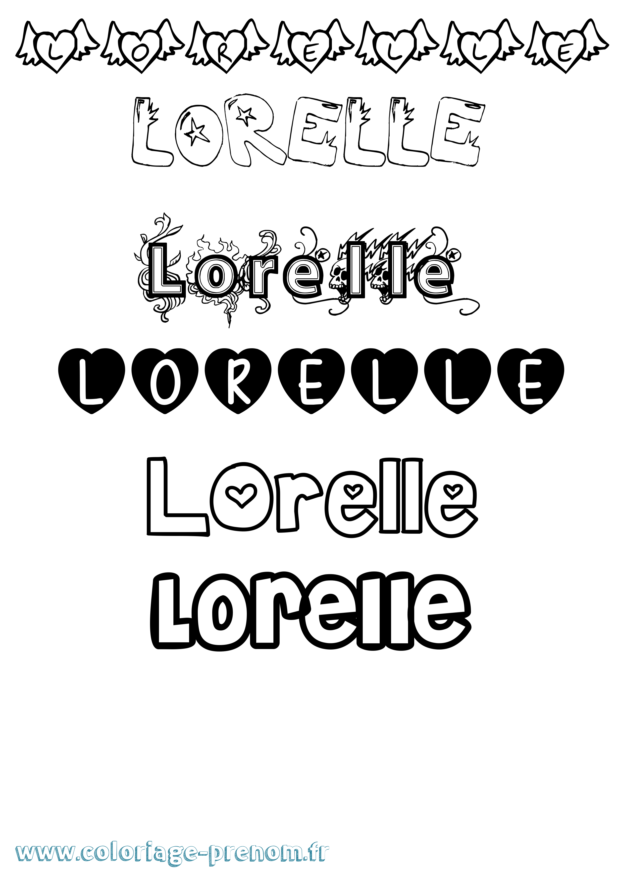 Coloriage Lorelle Girly Coloriage prénom Lorelle Girly
