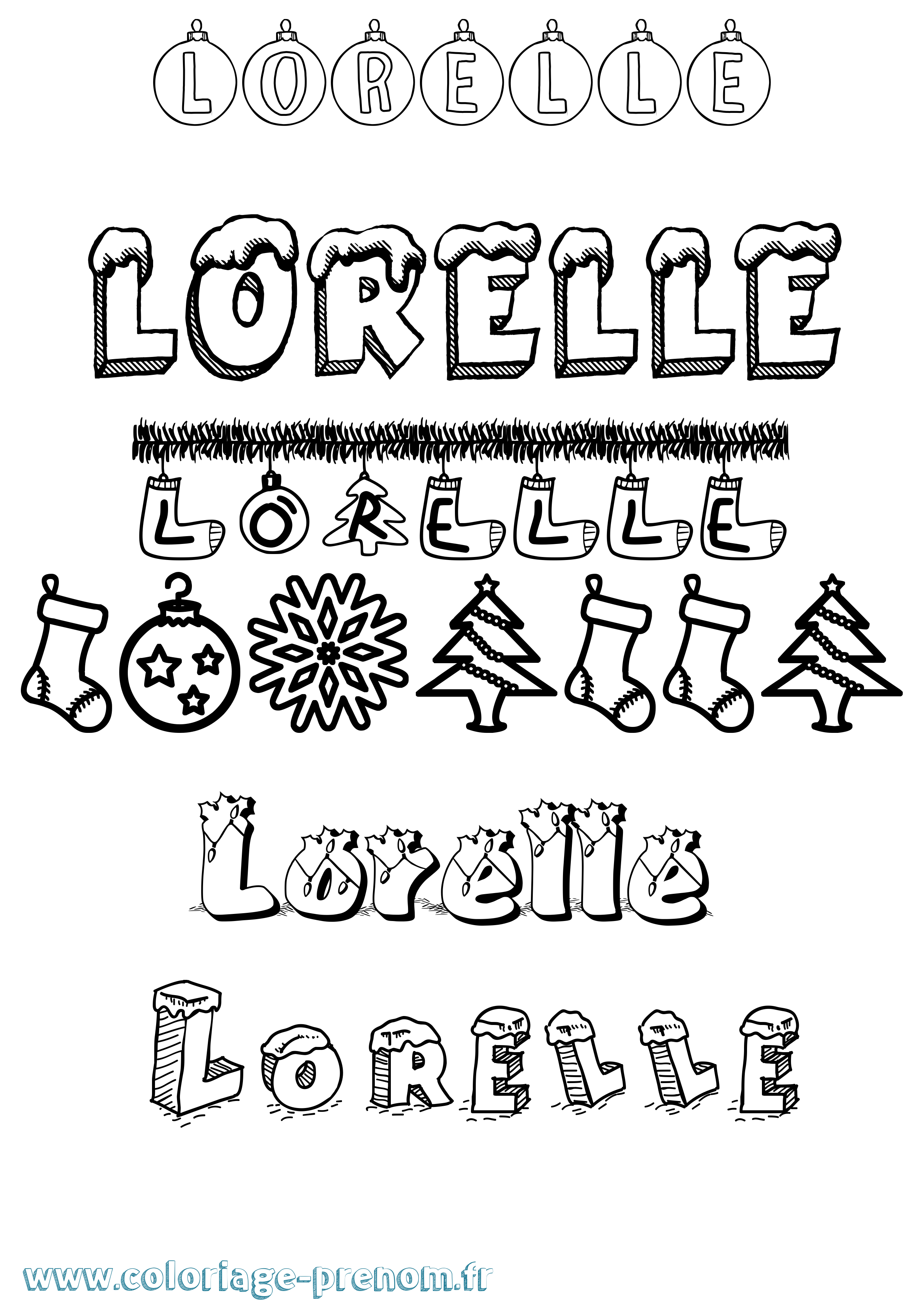 Coloriage Lorelle Noël Coloriage prénom Lorelle Noël