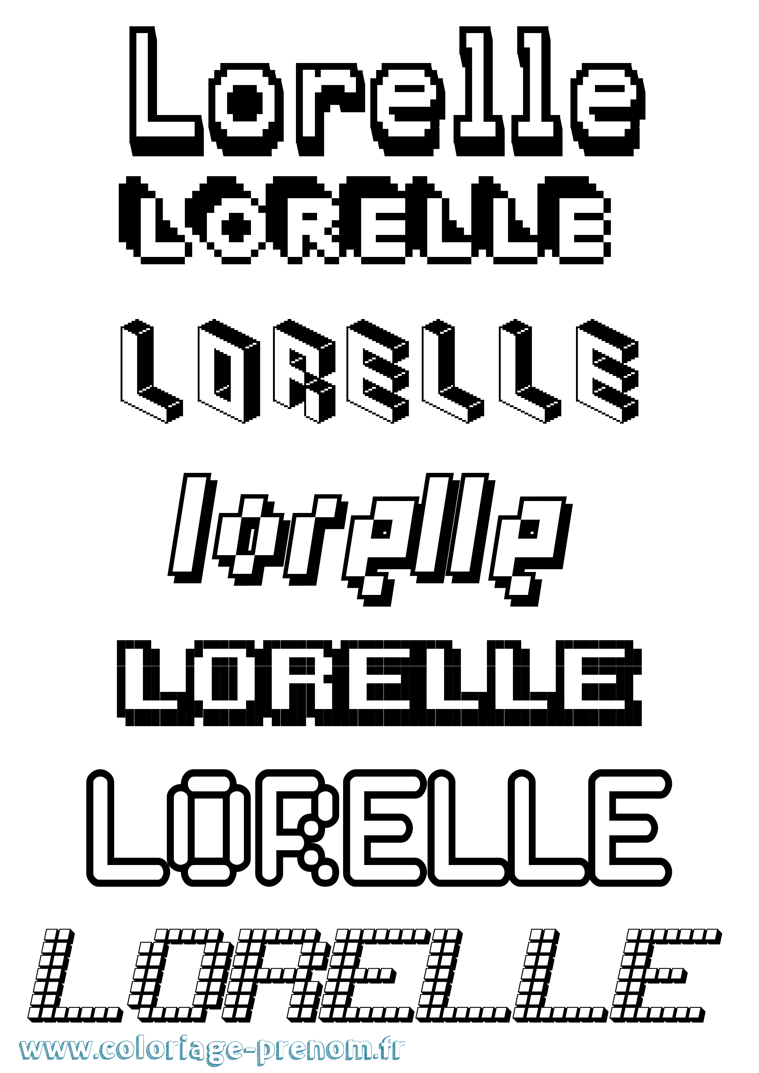 Coloriage Lorelle Pixel Coloriage prénom Lorelle Pixel