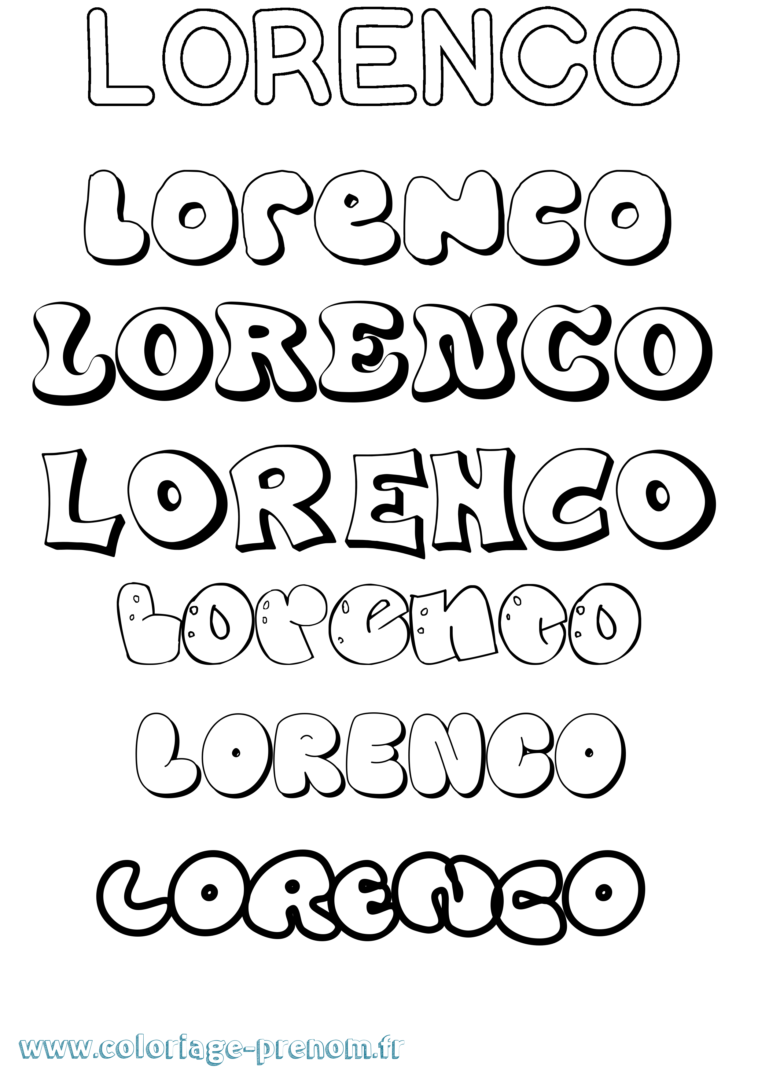 Coloriage Lorenco Bubble Coloriage prénom Lorenco Bubble