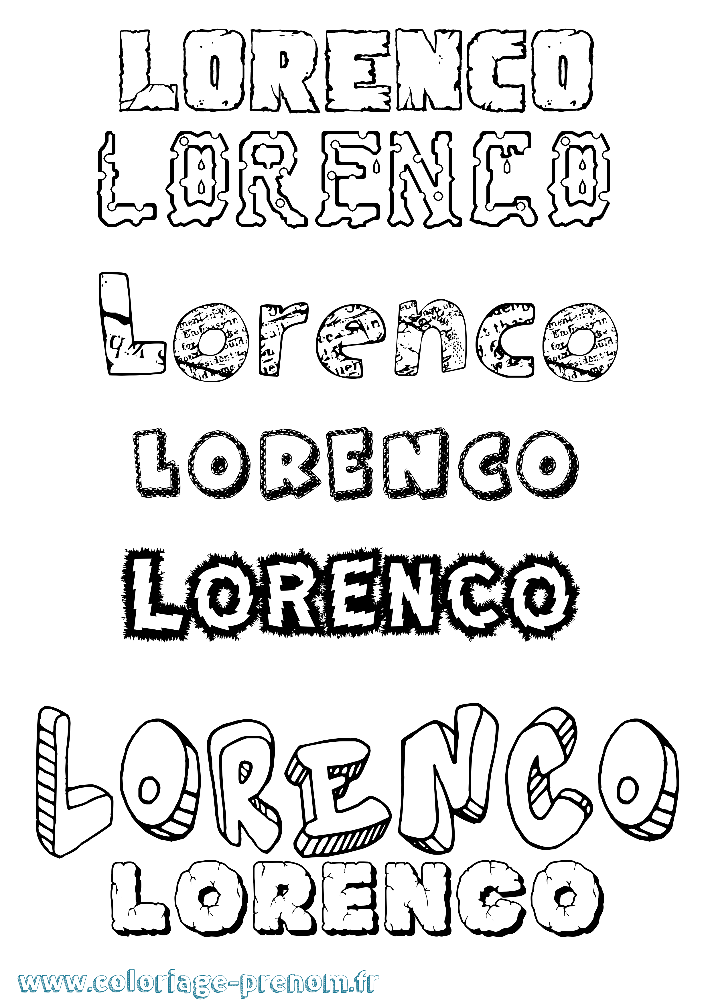 Coloriage Lorenco Destructuré Coloriage prénom Lorenco Destructuré