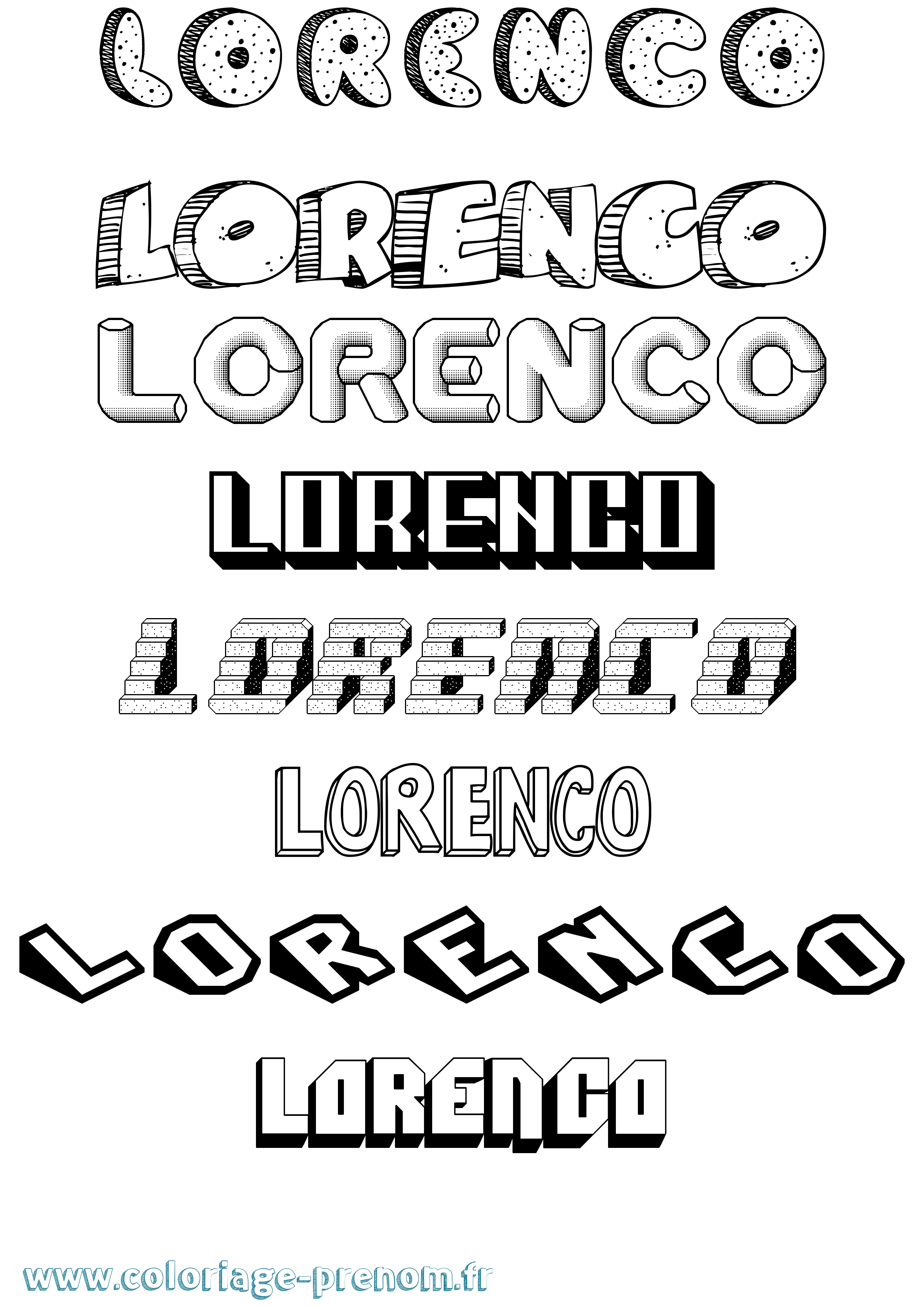Coloriage Lorenco Effet 3D Coloriage prénom Lorenco Effet 3D