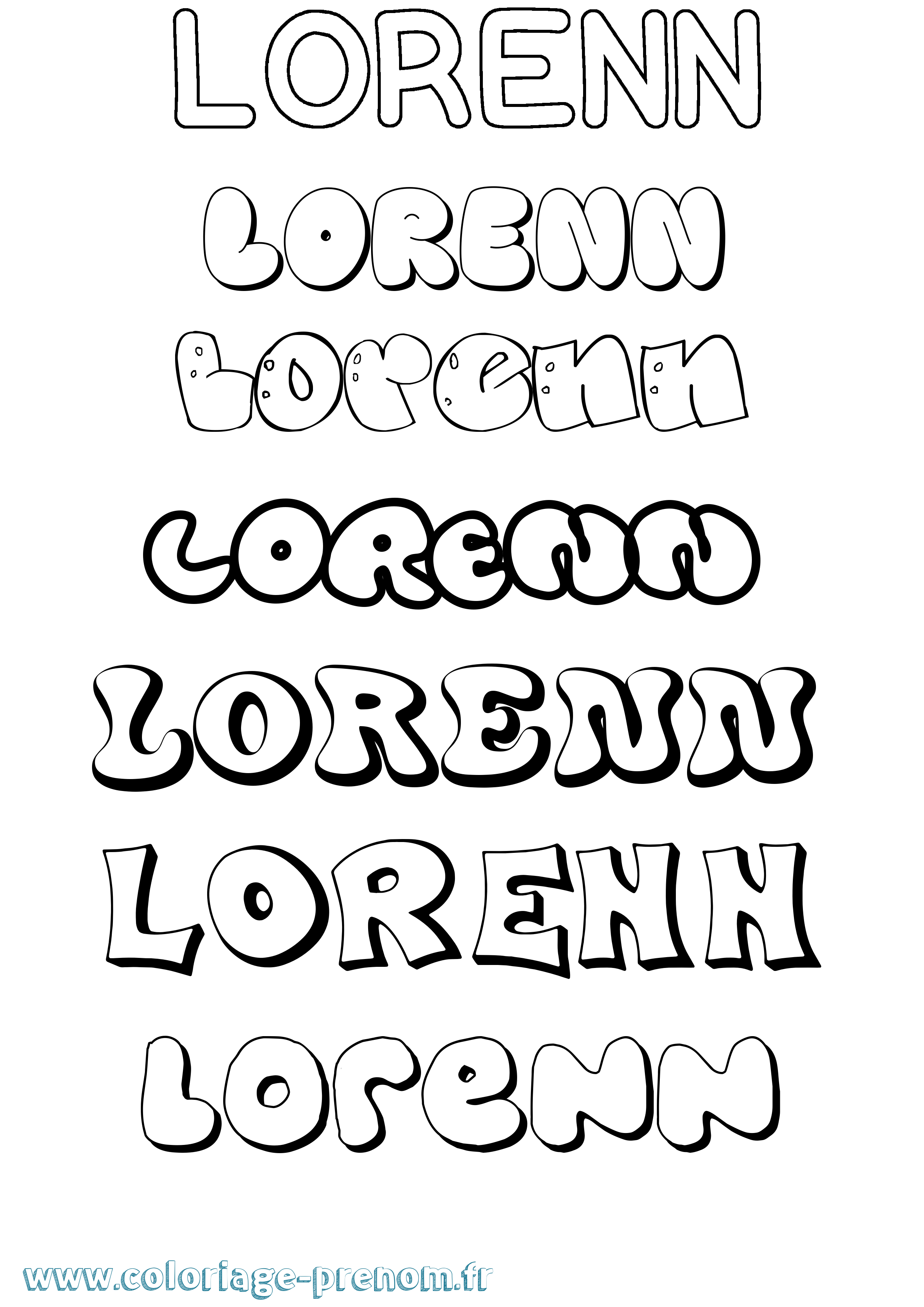 Coloriage Lorenn Bubble Coloriage prénom Lorenn Bubble