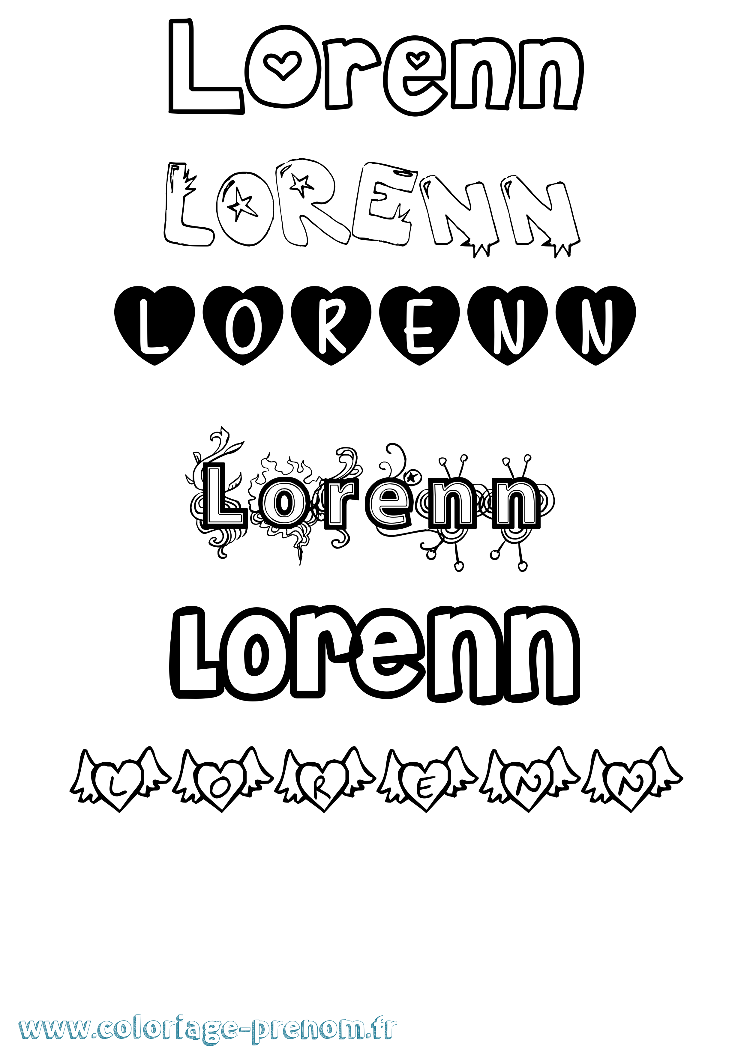 Coloriage Lorenn Girly Coloriage prénom Lorenn Girly