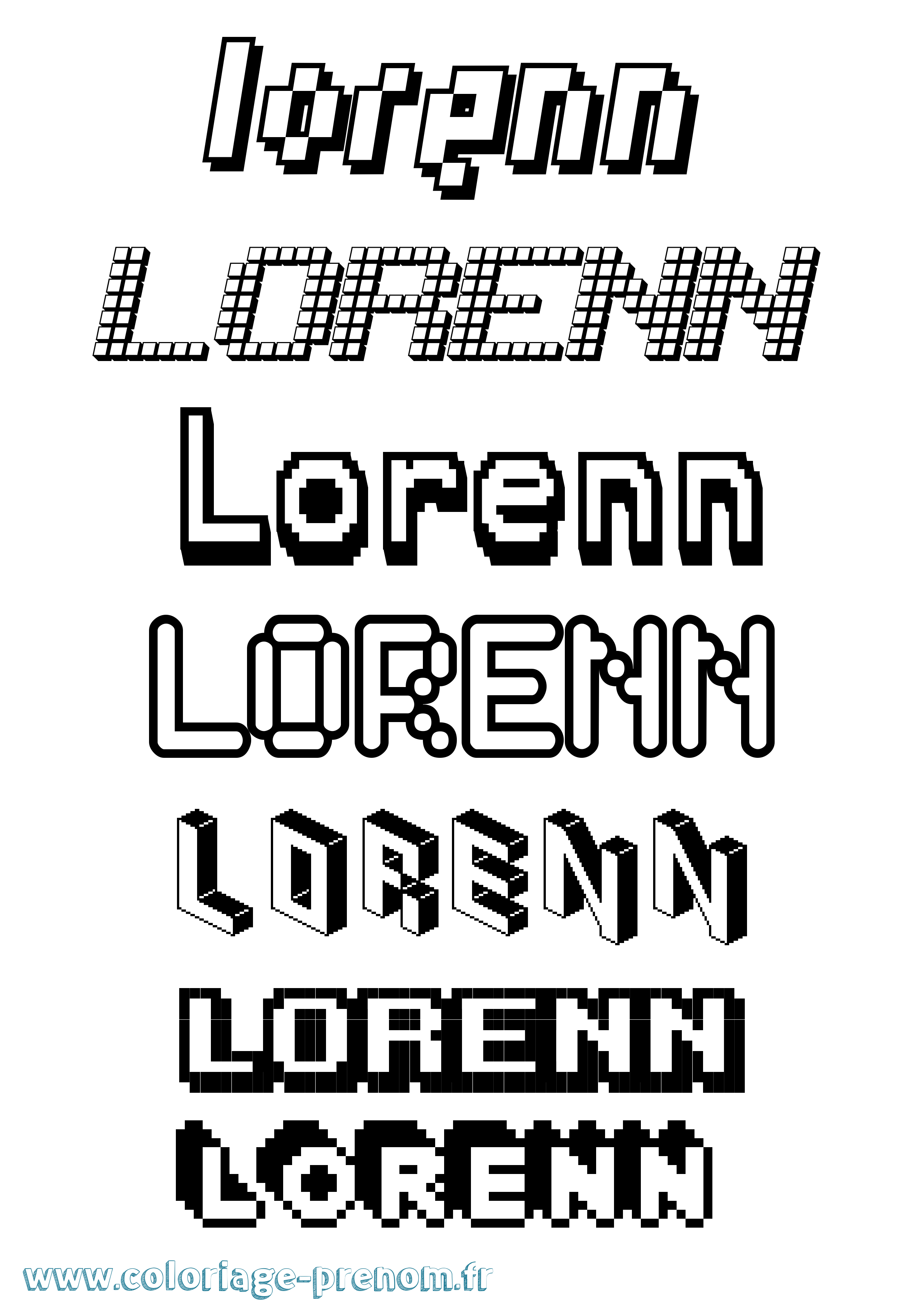 Coloriage Lorenn Pixel Coloriage prénom Lorenn Pixel