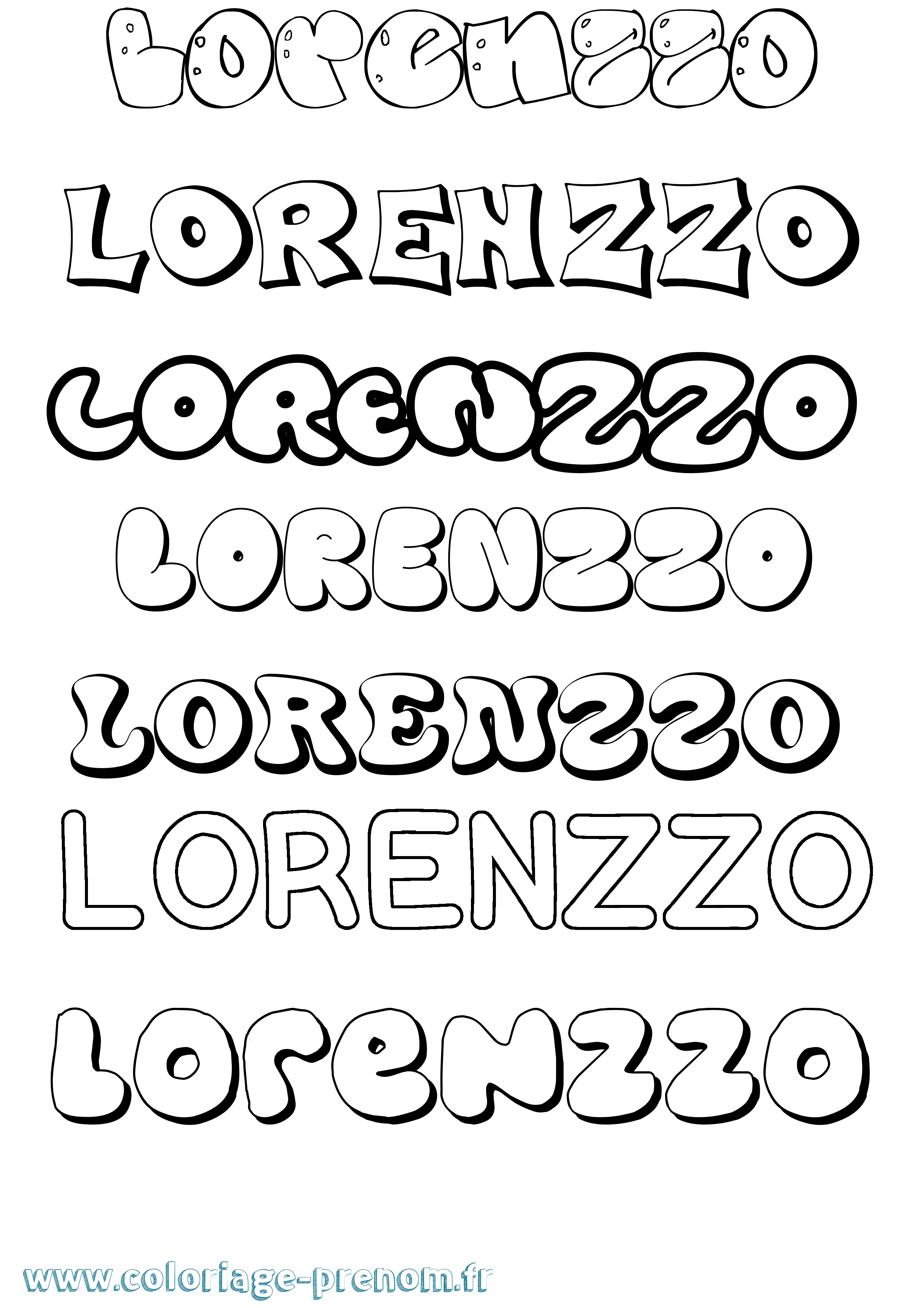 Coloriage Lorenzzo Bubble Coloriage prénom Lorenzzo Bubble