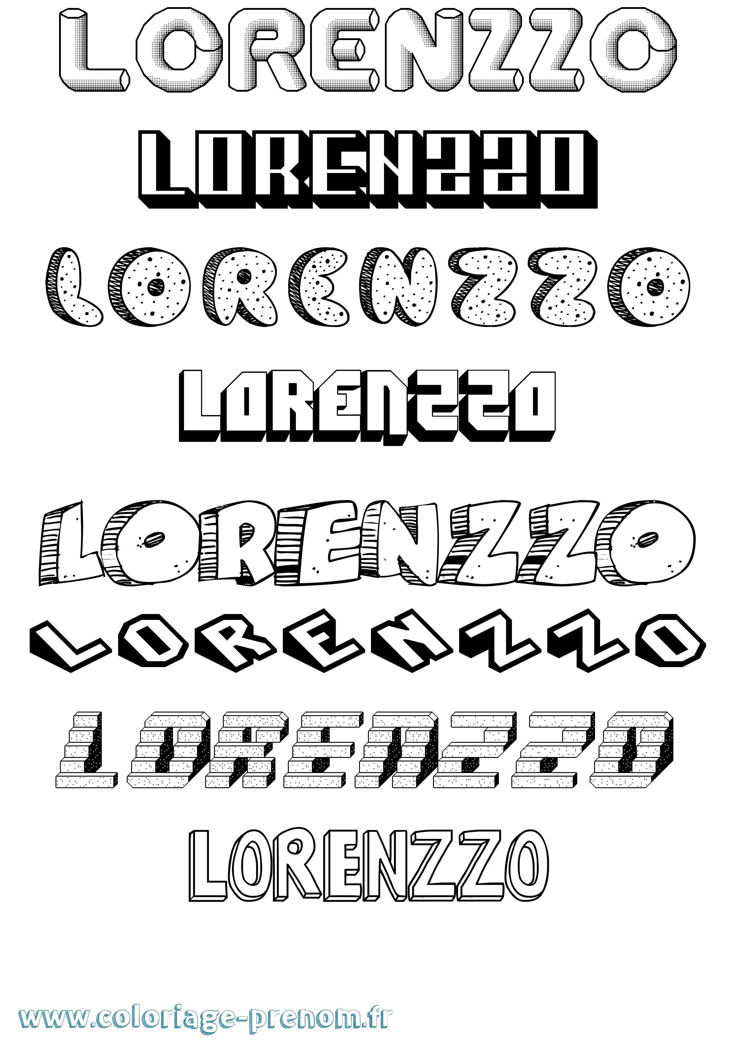 Coloriage Lorenzzo Effet 3D Coloriage prénom Lorenzzo Effet 3D