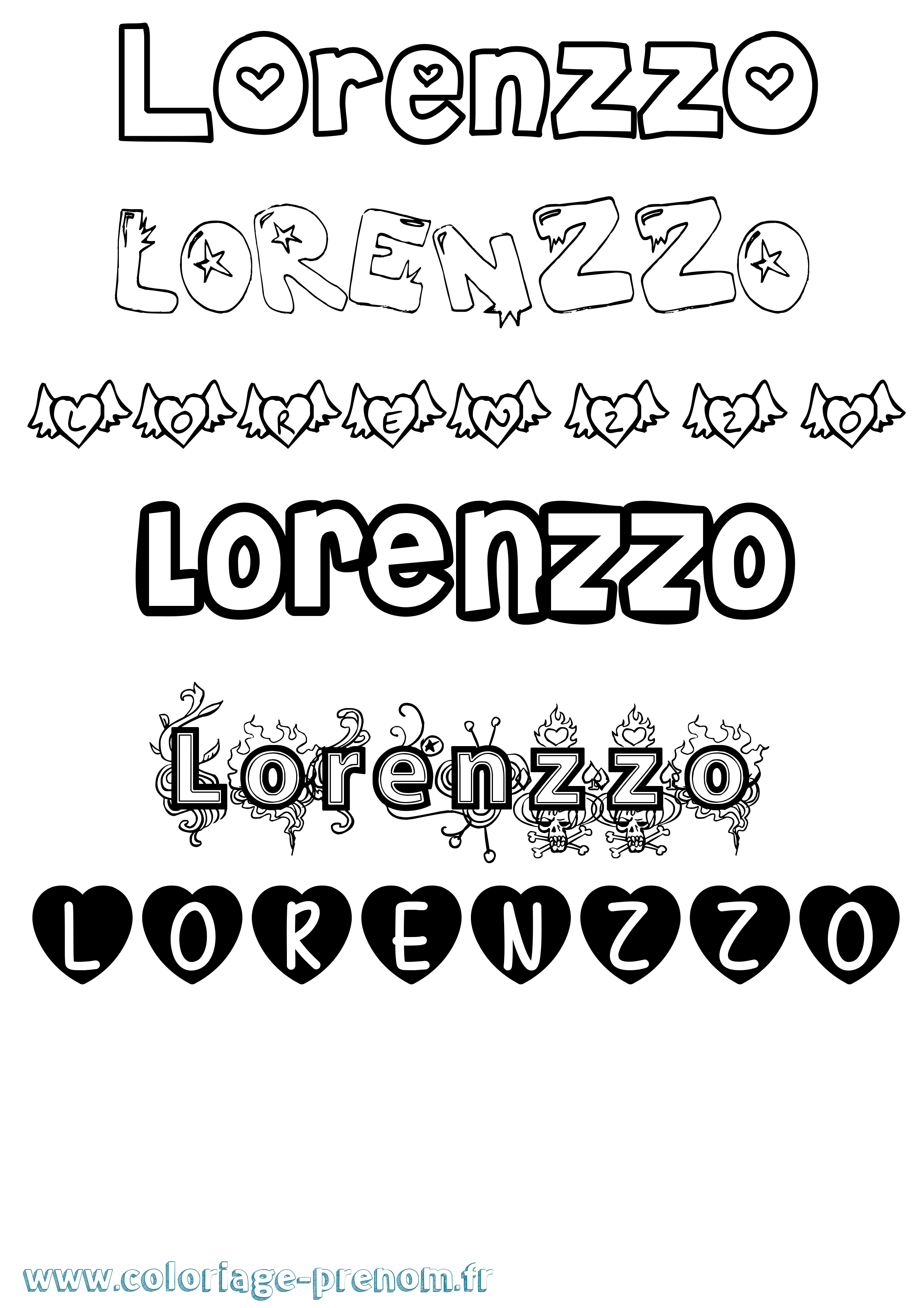 Coloriage Lorenzzo Girly Coloriage prénom Lorenzzo Girly