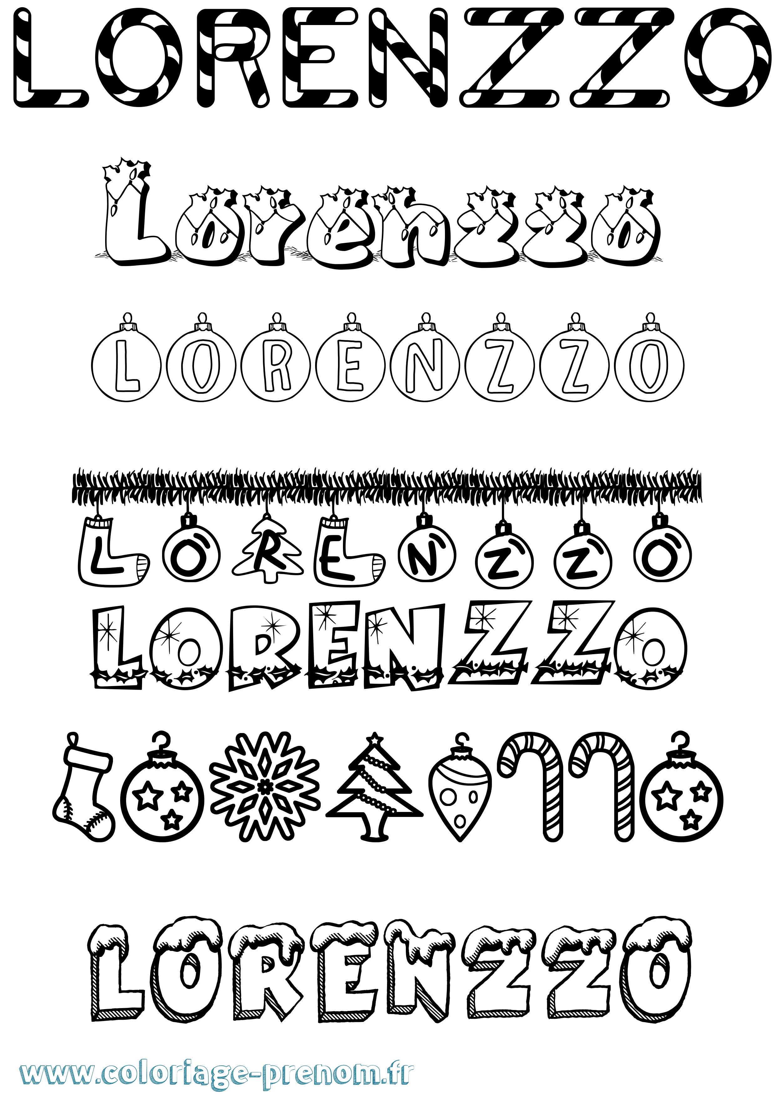 Coloriage Lorenzzo Noël Coloriage prénom Lorenzzo Noël
