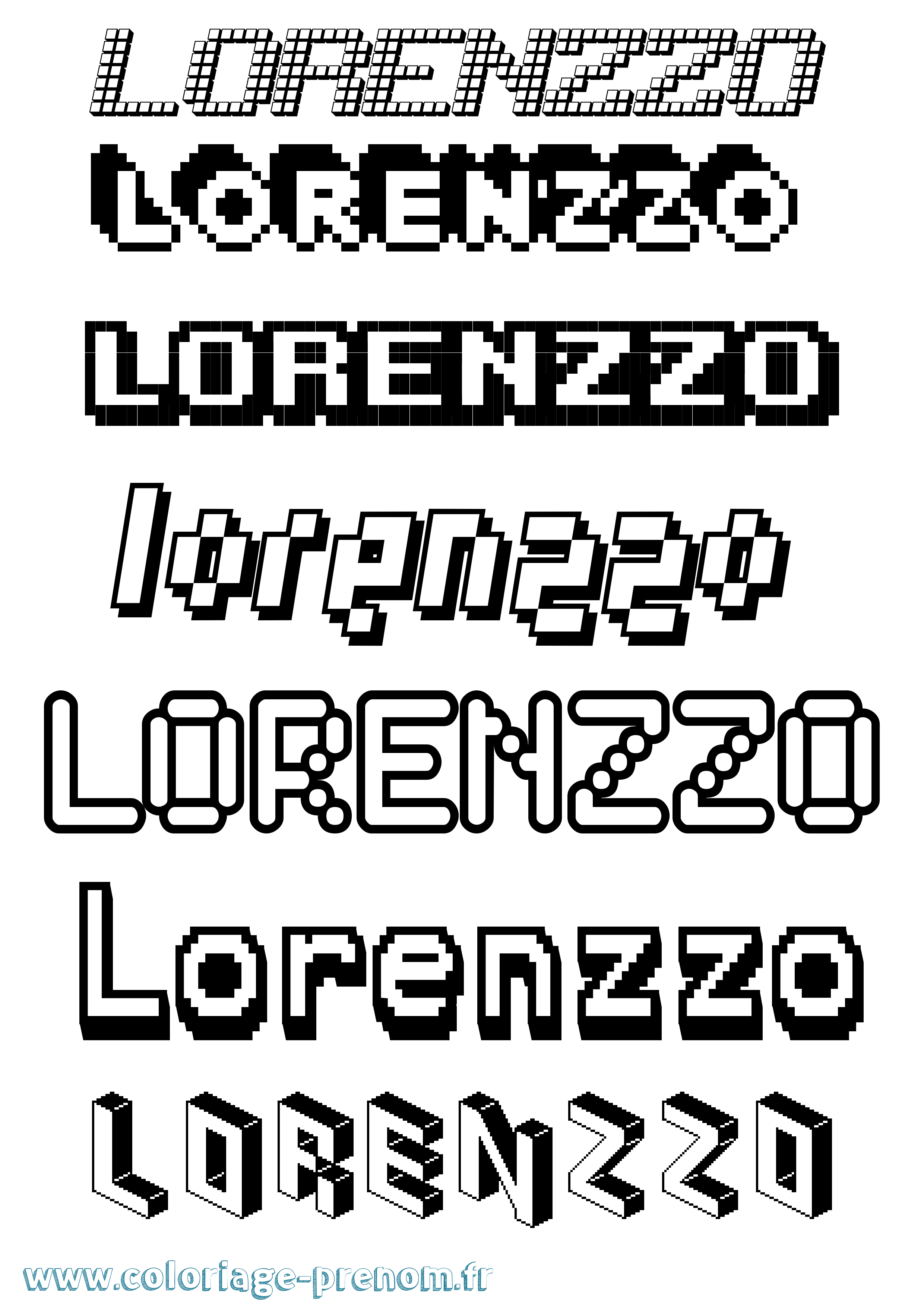 Coloriage Lorenzzo Pixel Coloriage prénom Lorenzzo Pixel