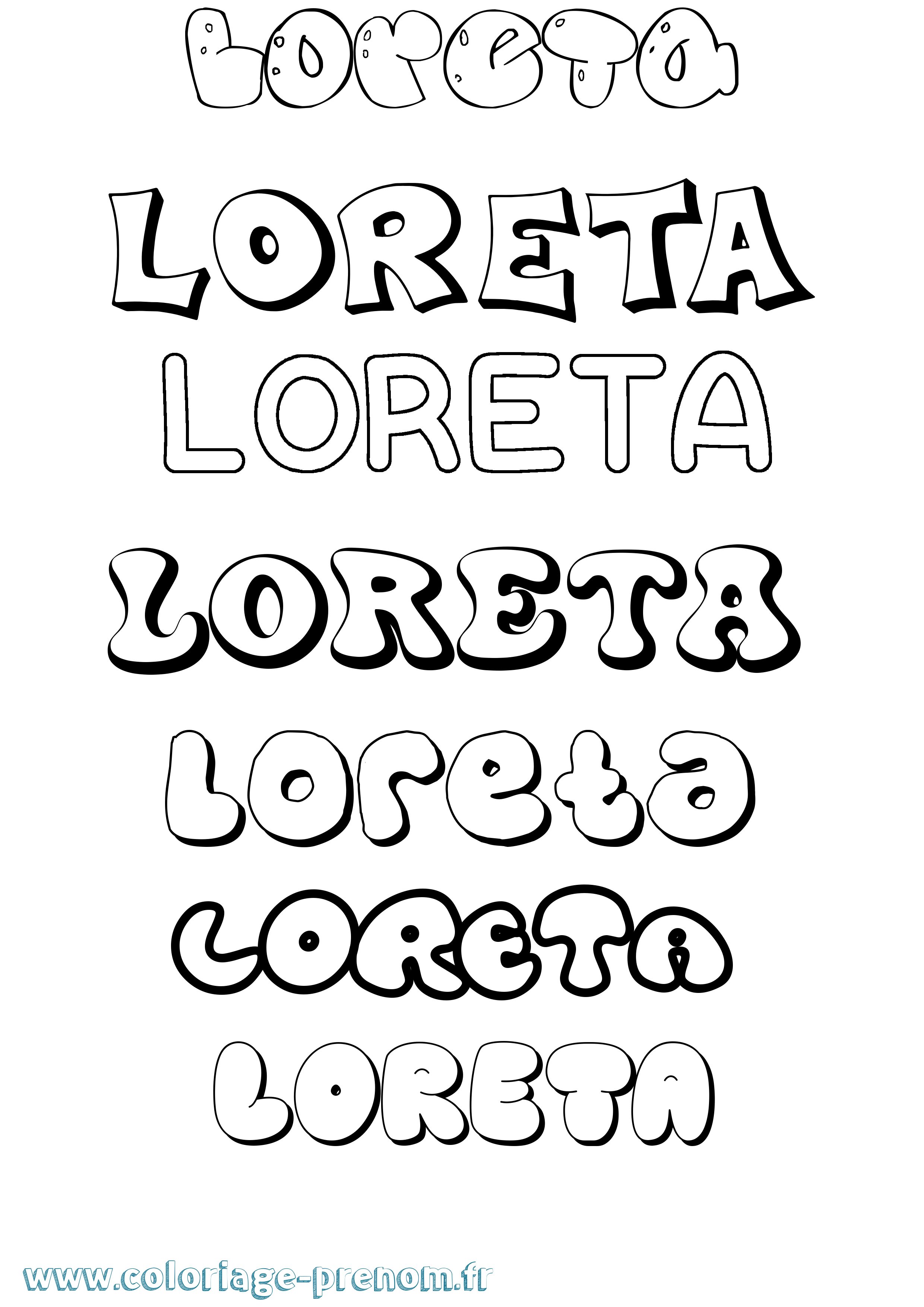 Coloriage Loreta Bubble Coloriage prénom Loreta Bubble