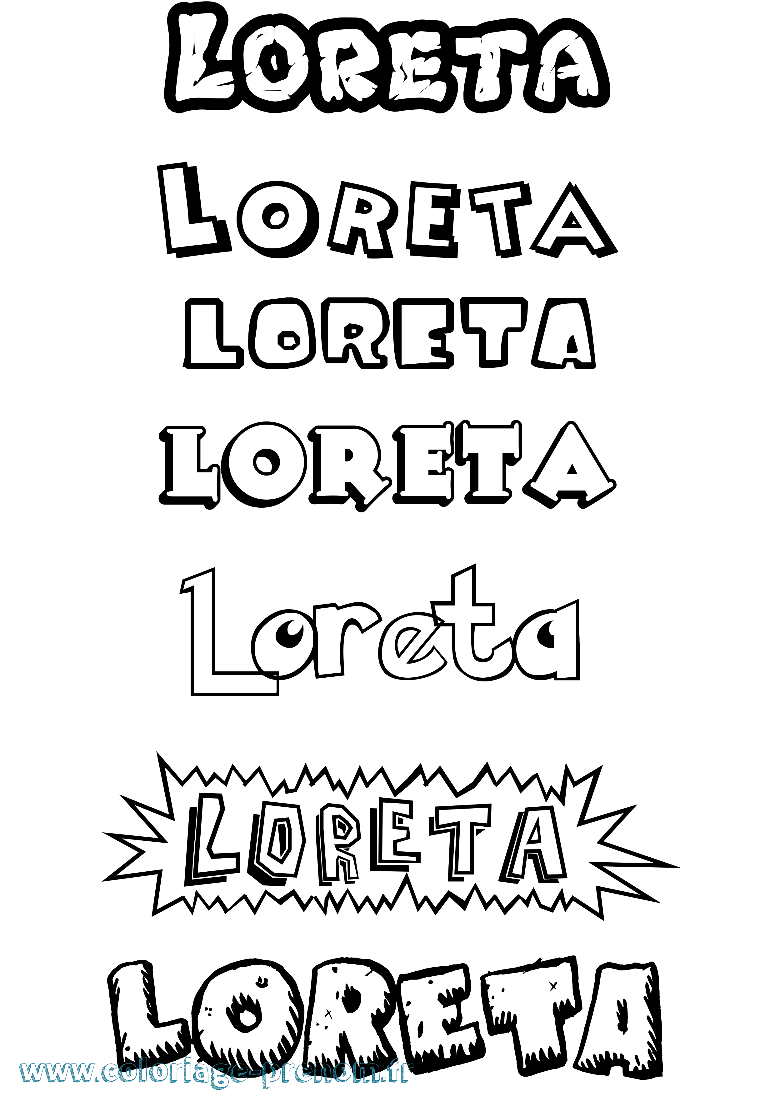 Coloriage Loreta Dessin Animé Coloriage prénom Loreta Dessin Animé