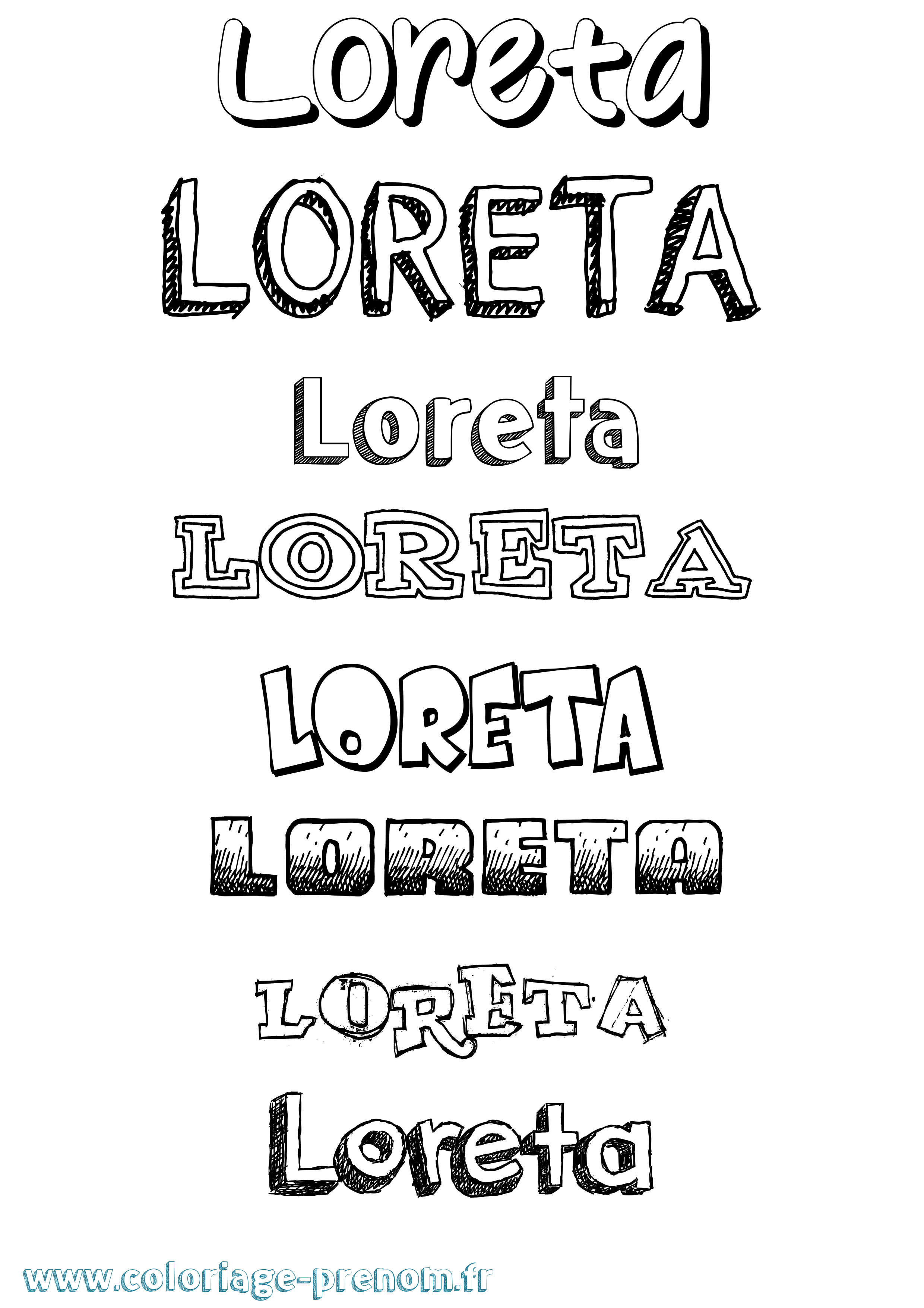 Coloriage Loreta Dessiné Coloriage prénom Loreta Dessiné