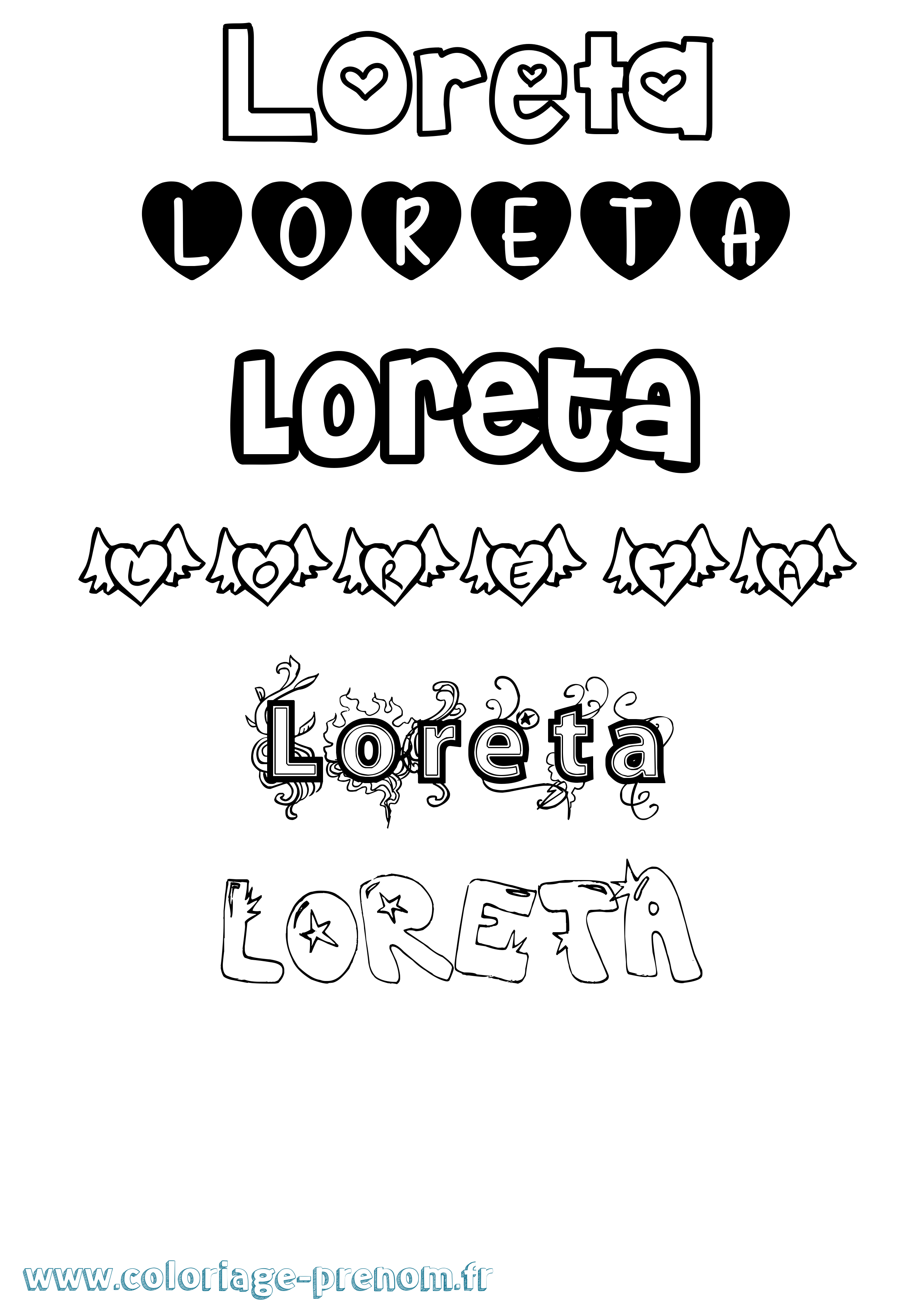 Coloriage Loreta Girly Coloriage prénom Loreta Girly