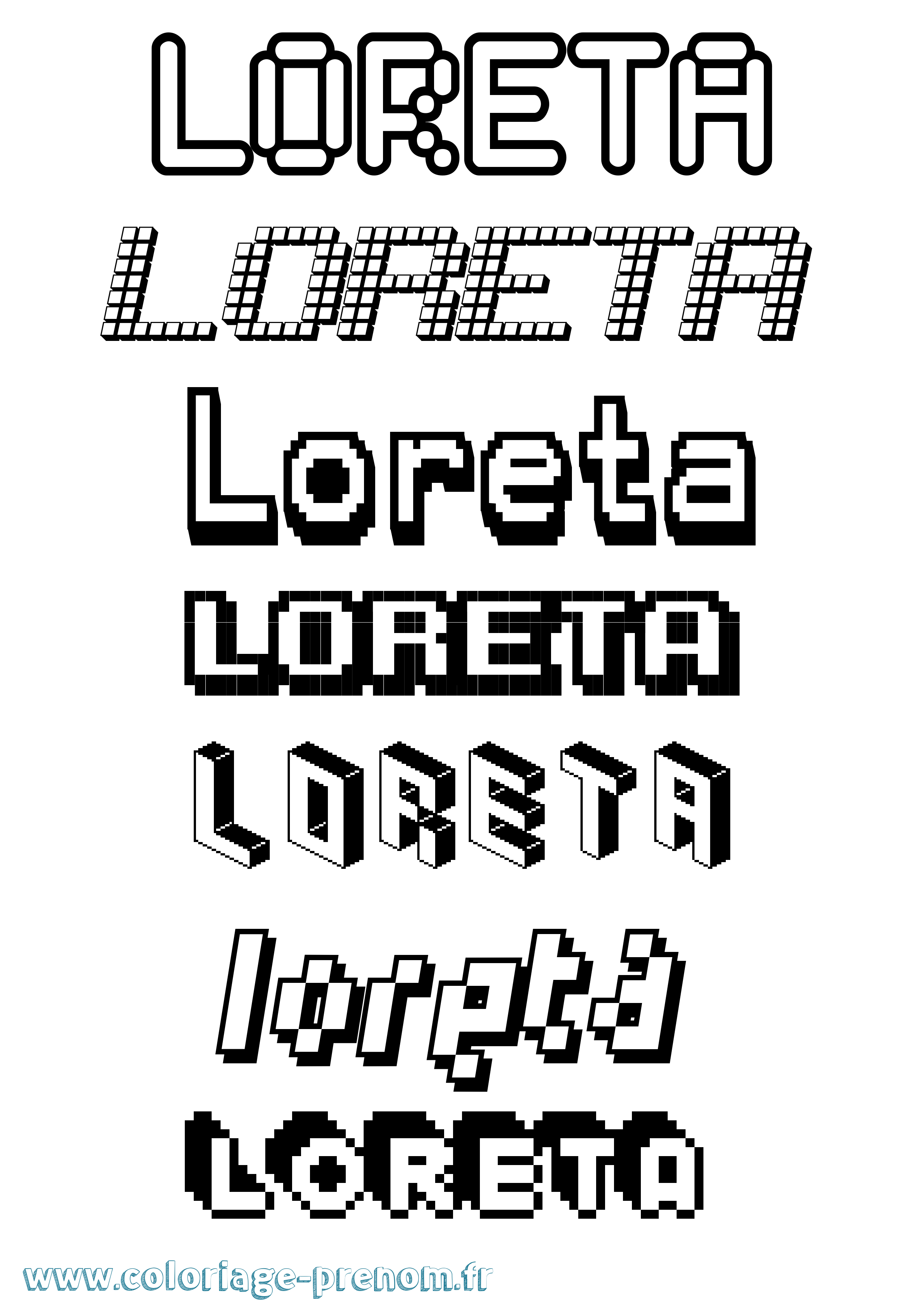 Coloriage Loreta Pixel Coloriage prénom Loreta Pixel