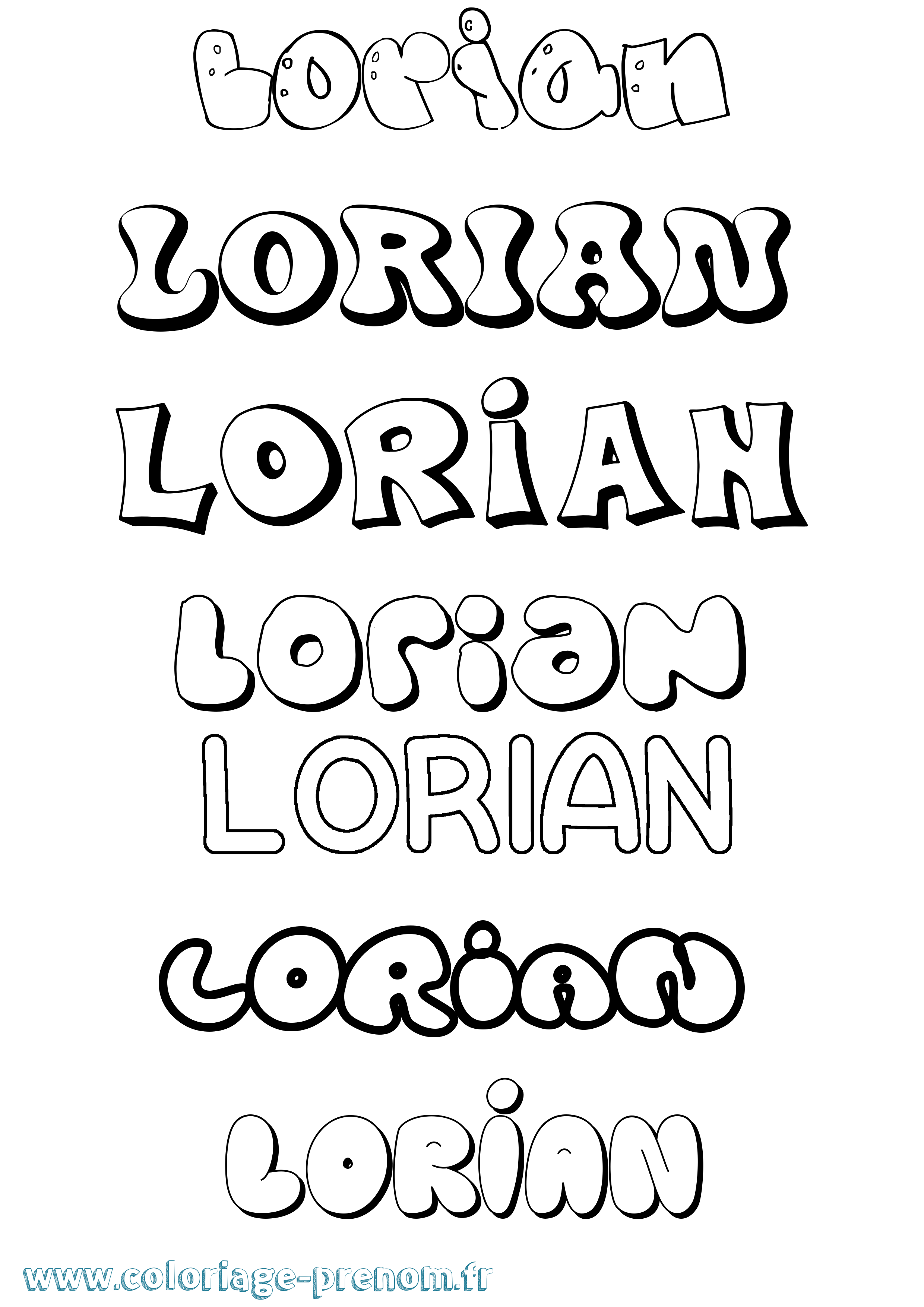 Coloriage Lorian Bubble Coloriage prénom Lorian Bubble