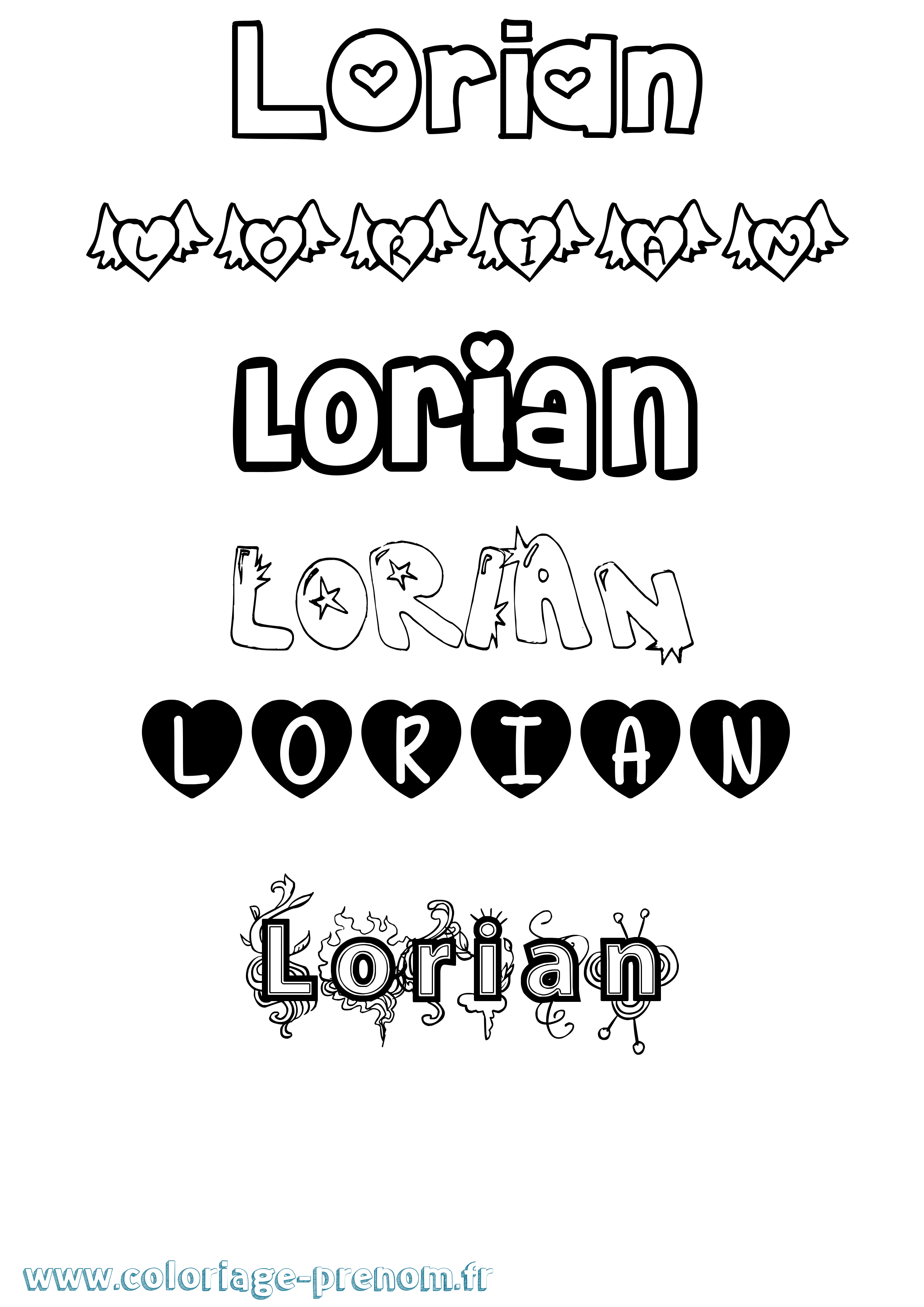 Coloriage Lorian Girly Coloriage prénom Lorian Girly