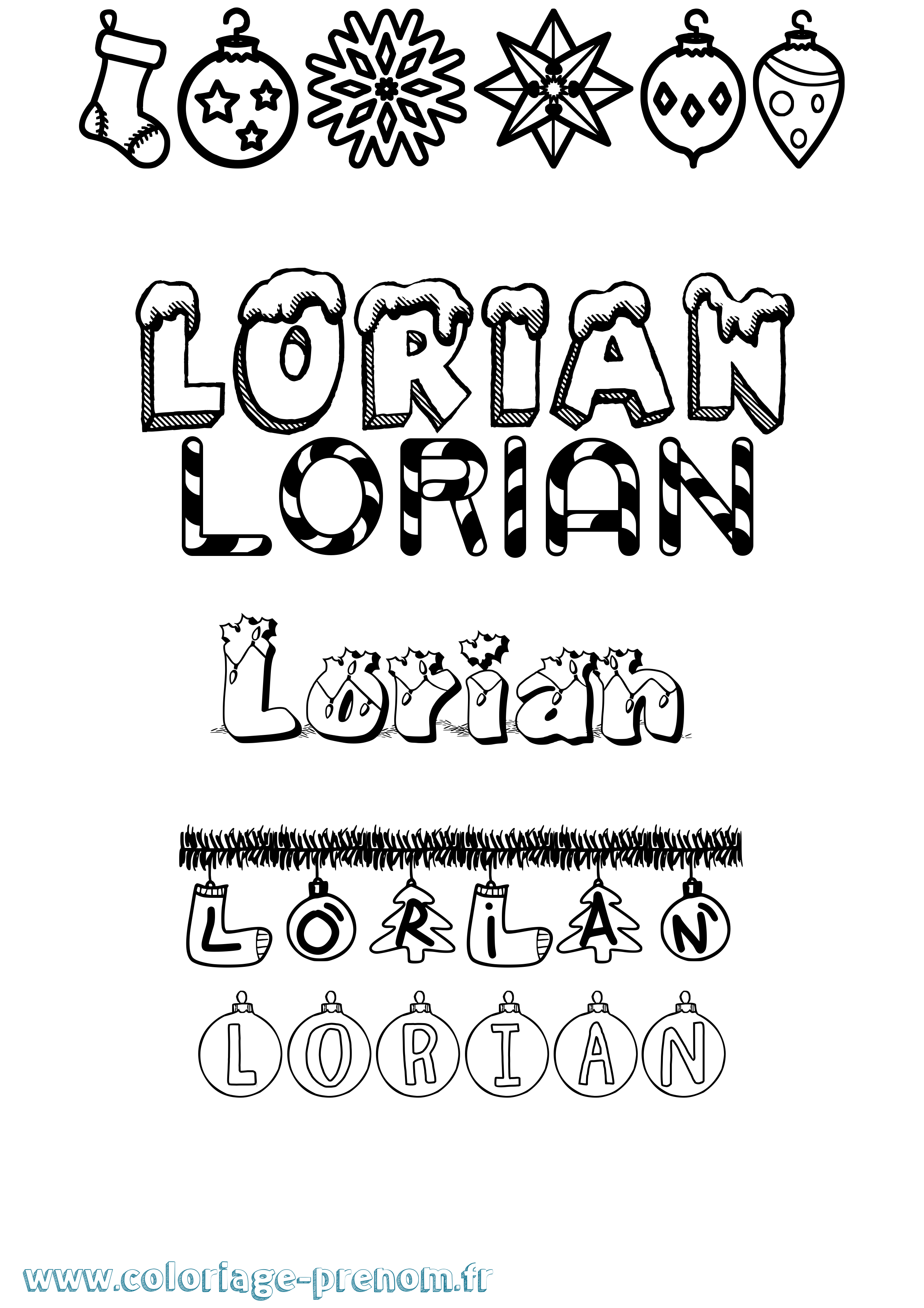 Coloriage Lorian Noël Coloriage prénom Lorian Noël