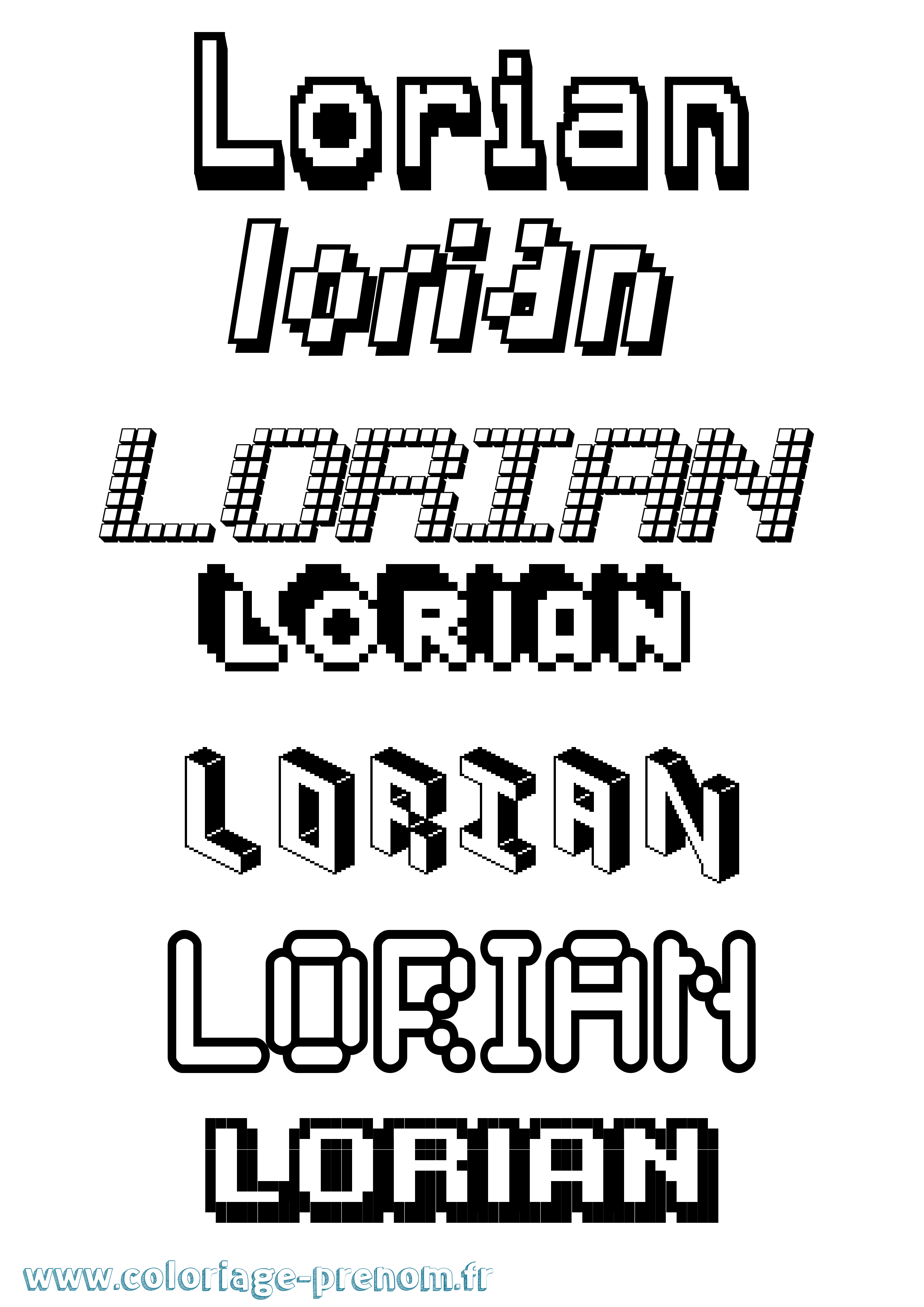 Coloriage Lorian Pixel Coloriage prénom Lorian Pixel