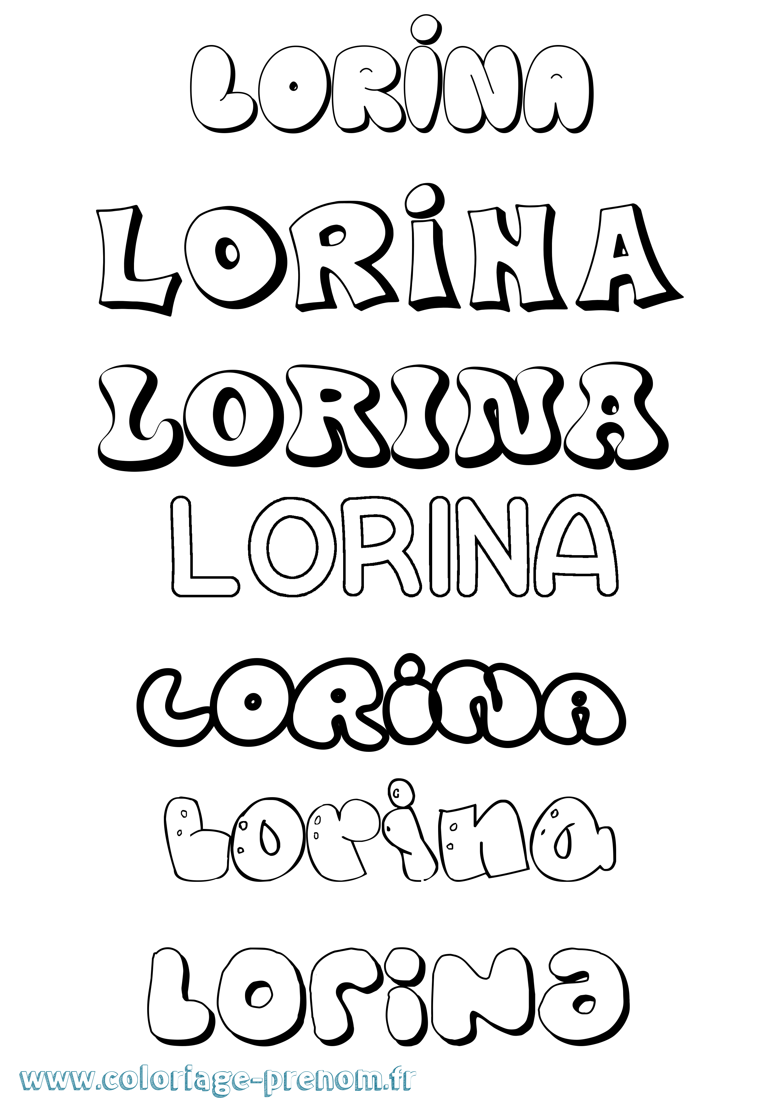 Coloriage Lorina Bubble Coloriage prénom Lorina Bubble