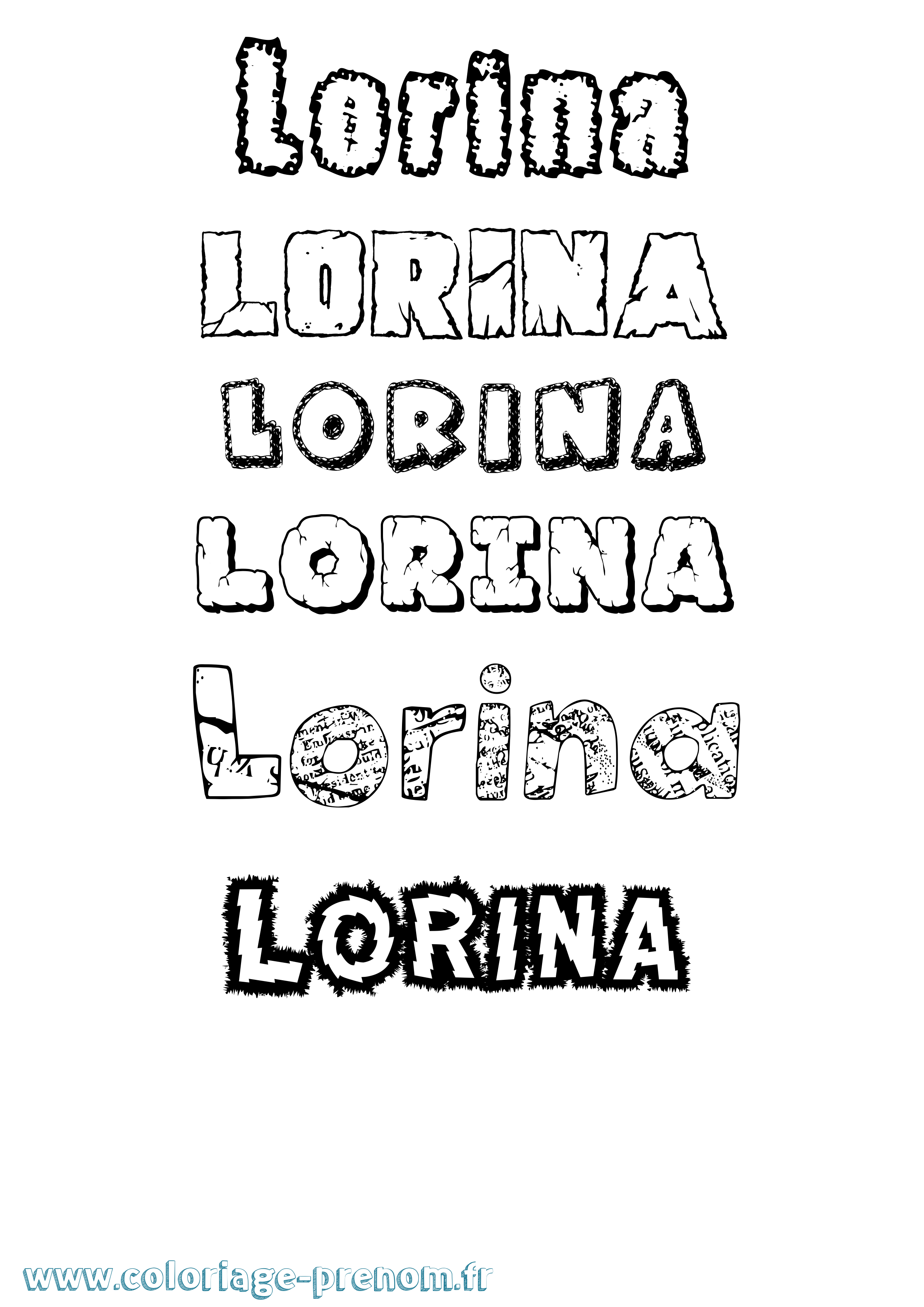 Coloriage Lorina Destructuré Coloriage prénom Lorina Destructuré