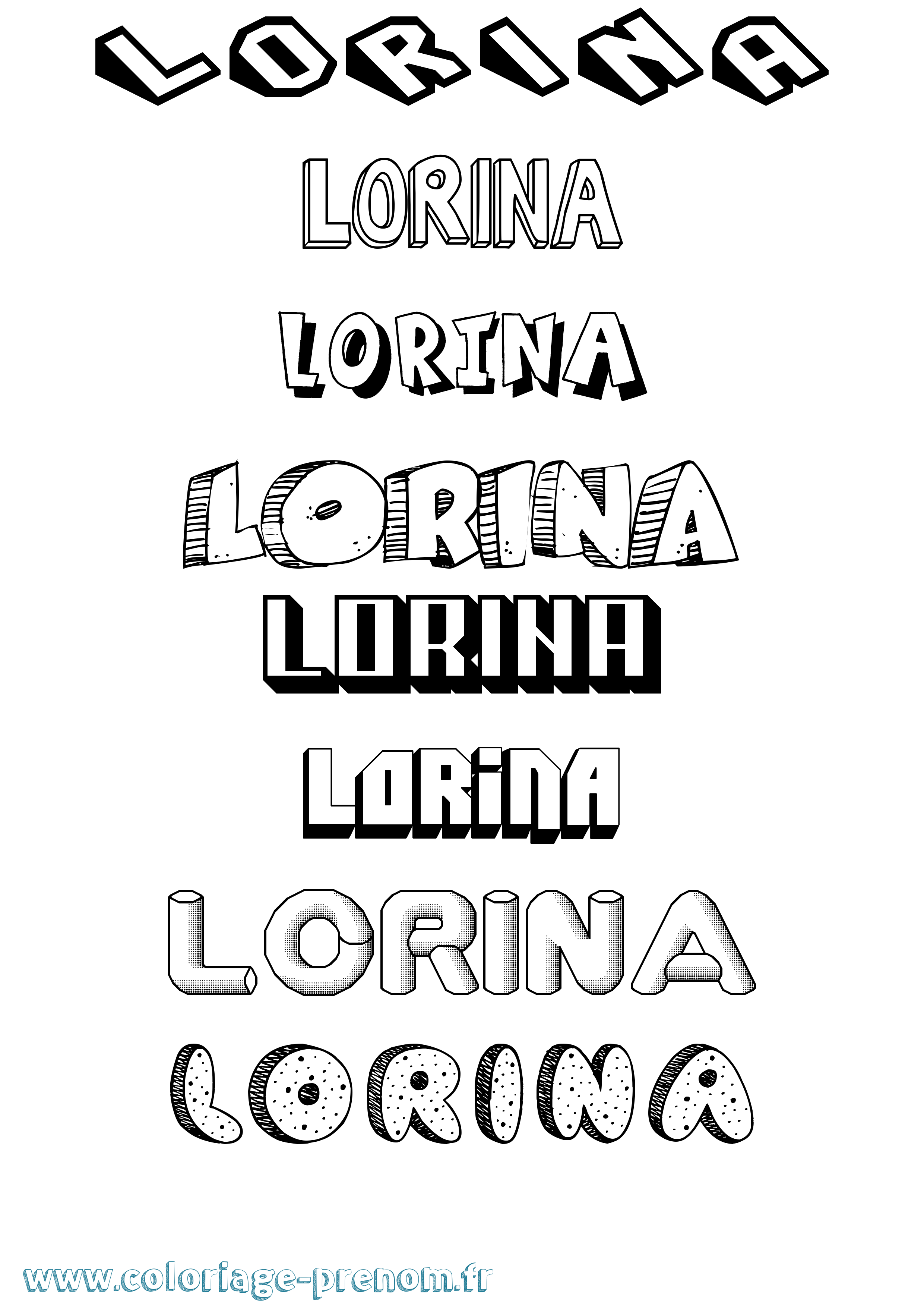 Coloriage Lorina Effet 3D Coloriage prénom Lorina Effet 3D