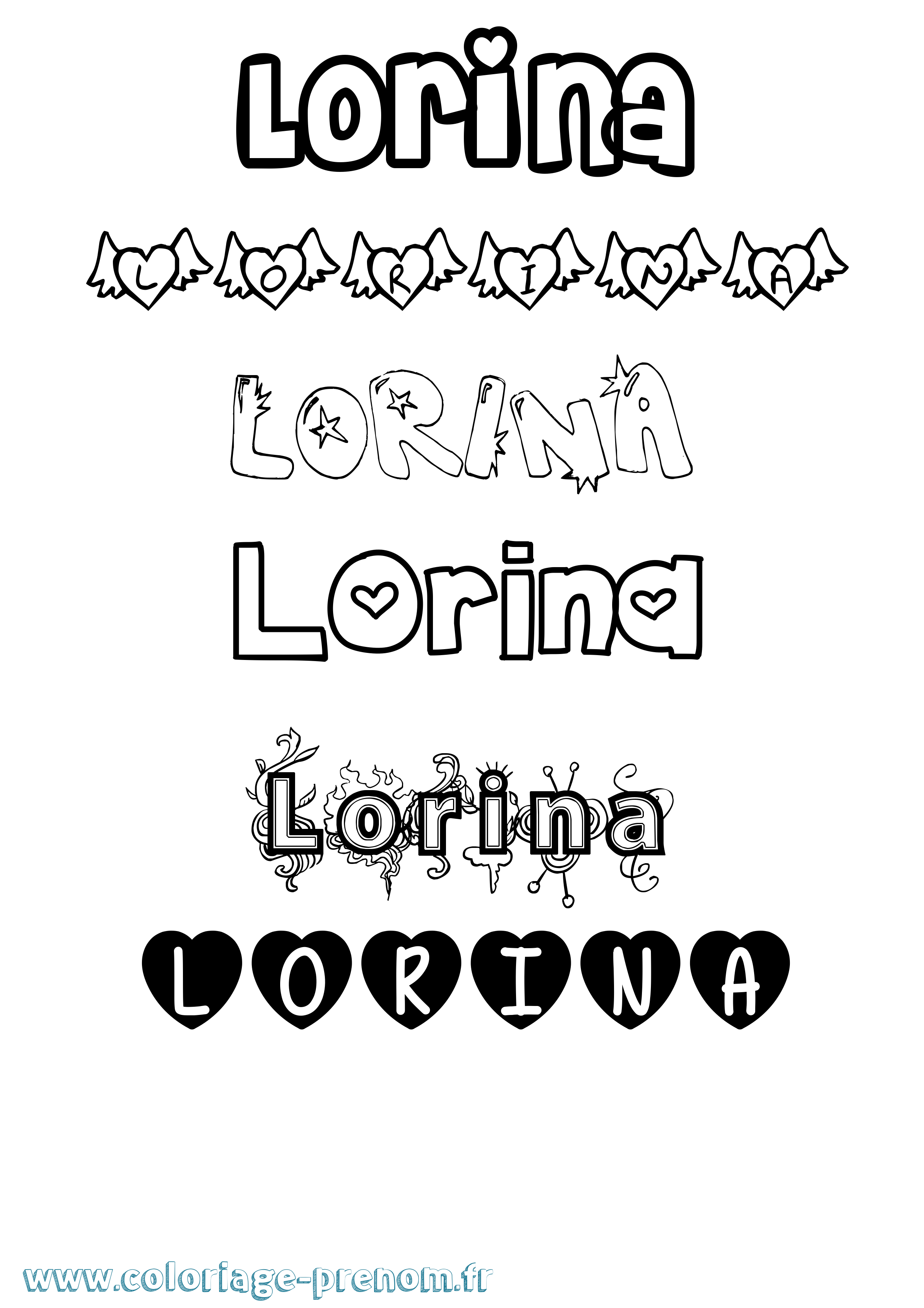 Coloriage Lorina Girly Coloriage prénom Lorina Girly
