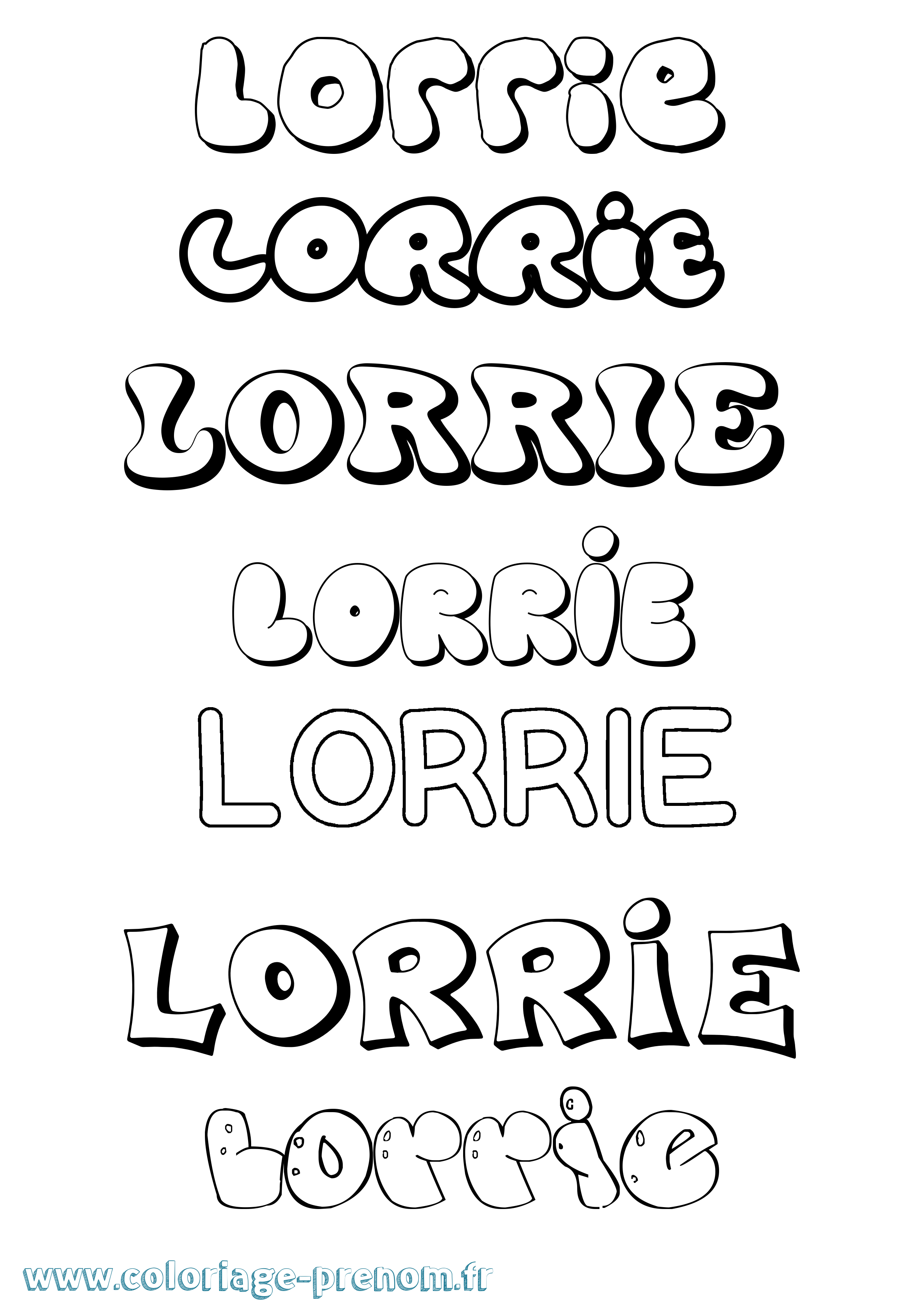 Coloriage Lorrie Bubble Coloriage prénom Lorrie Bubble