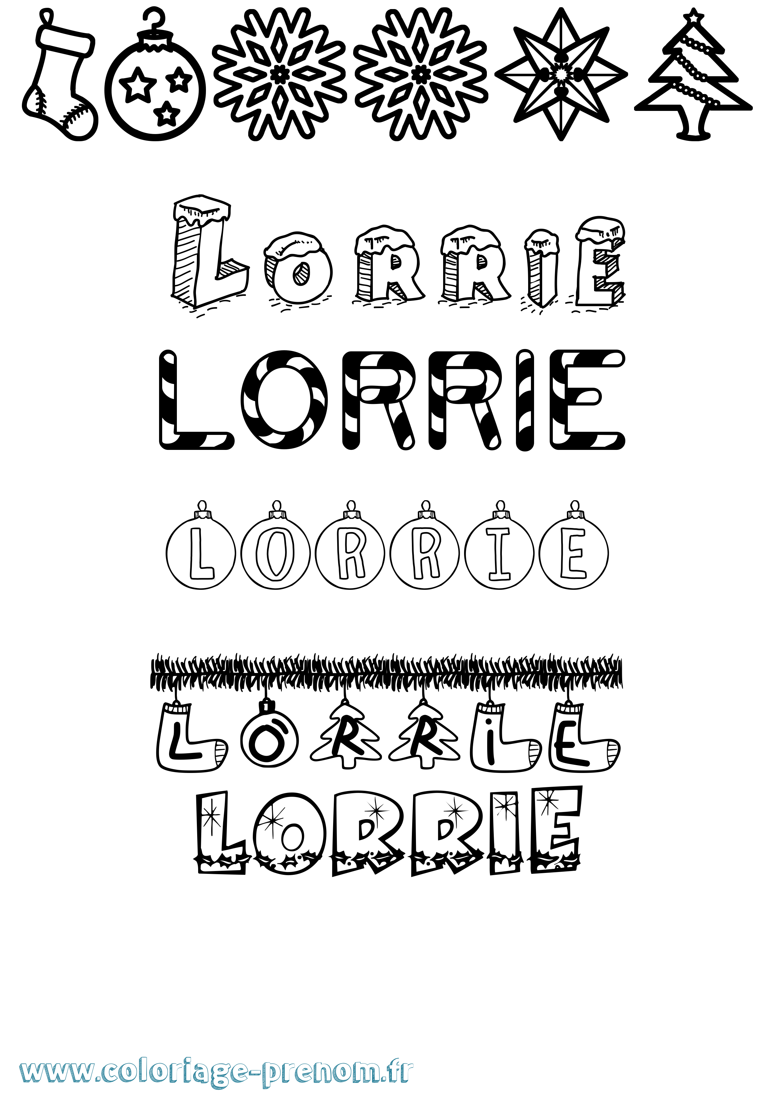 Coloriage Lorrie Noël Coloriage prénom Lorrie Noël
