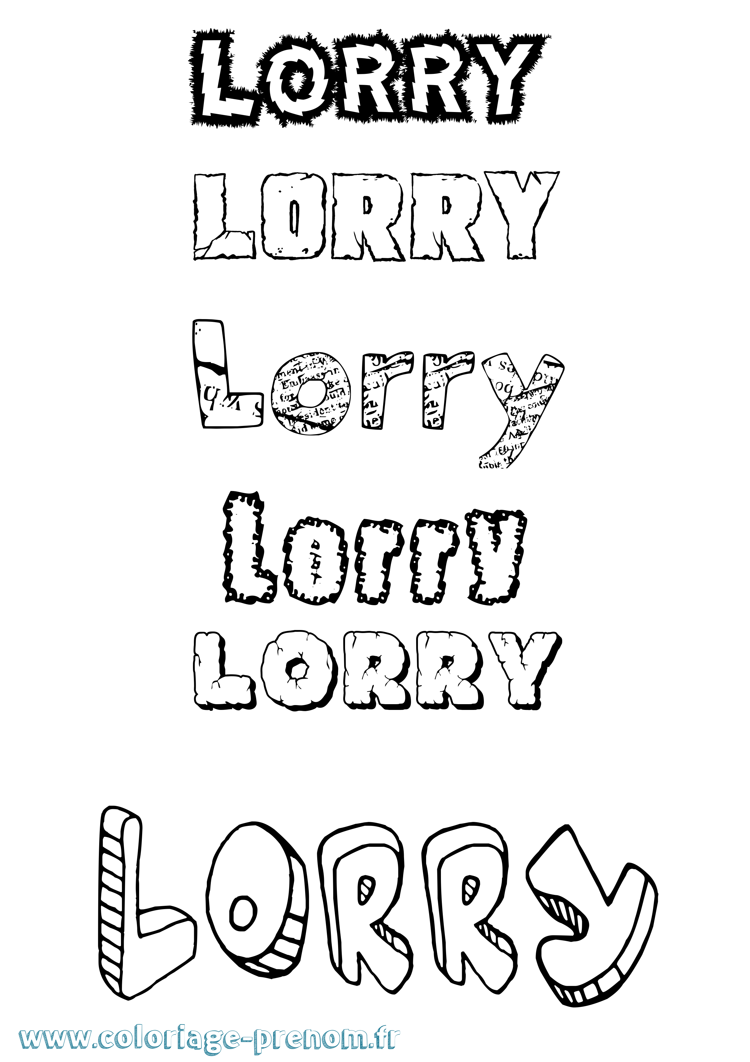 Coloriage Lorry Destructuré Coloriage prénom Lorry Destructuré
