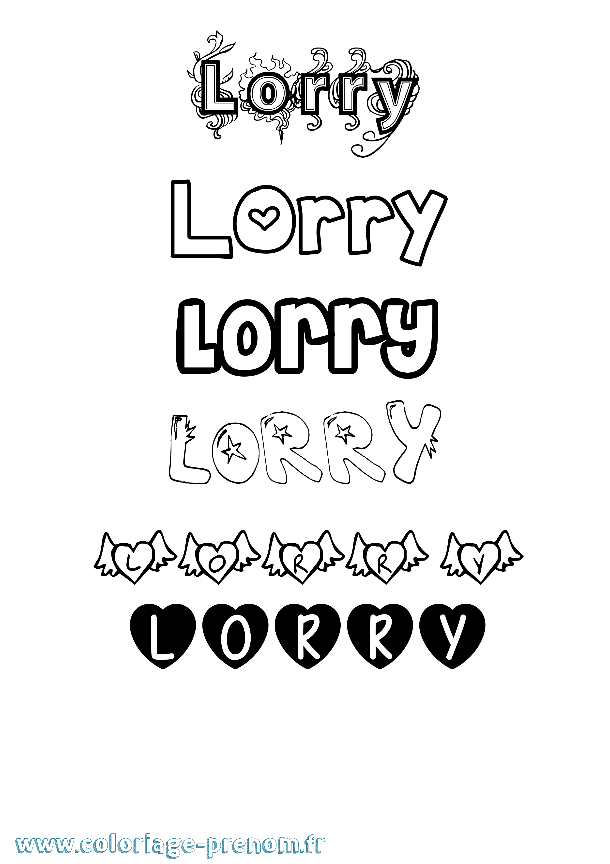 Coloriage Lorry Girly Coloriage prénom Lorry Girly