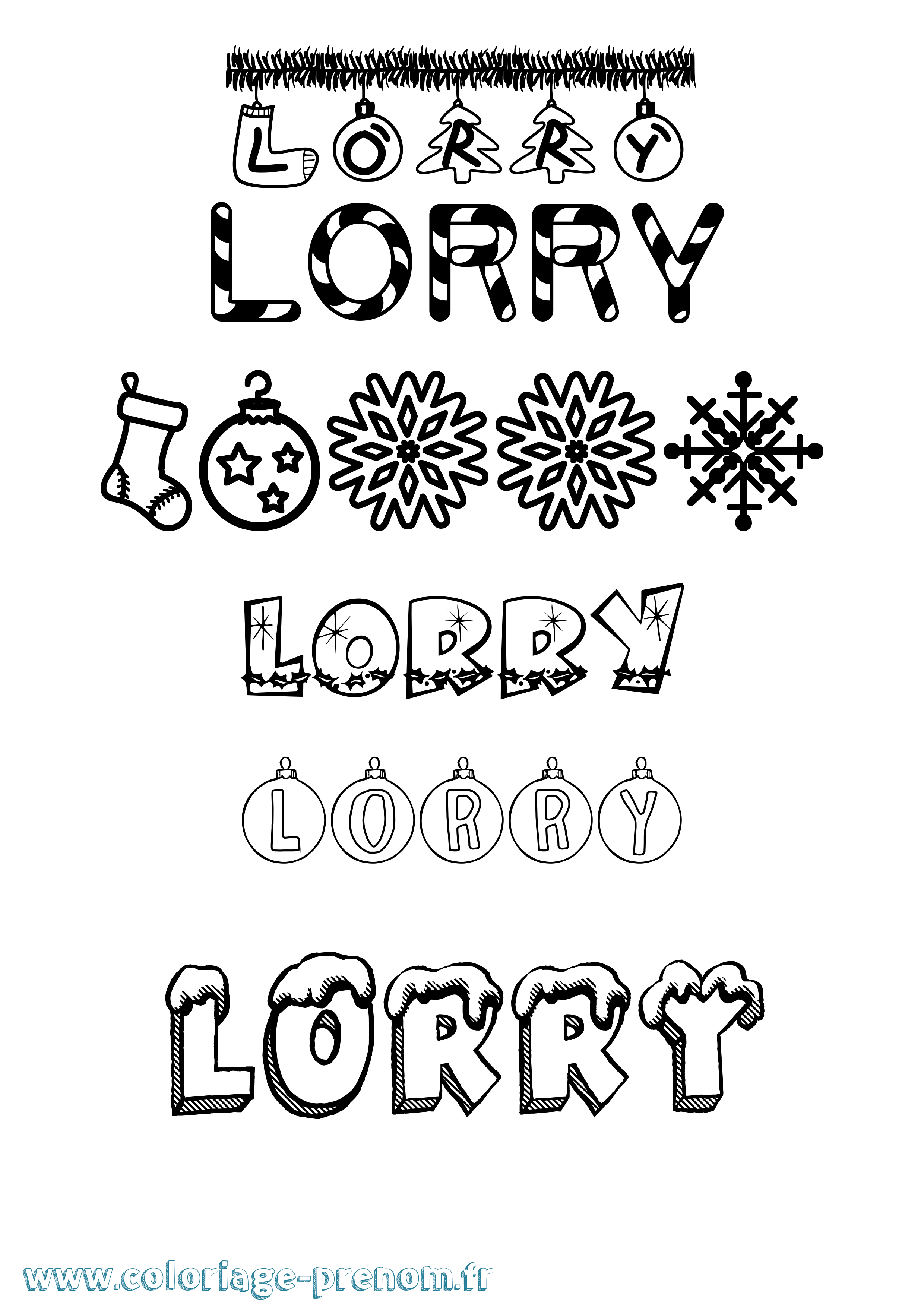 Coloriage Lorry Noël Coloriage prénom Lorry Noël