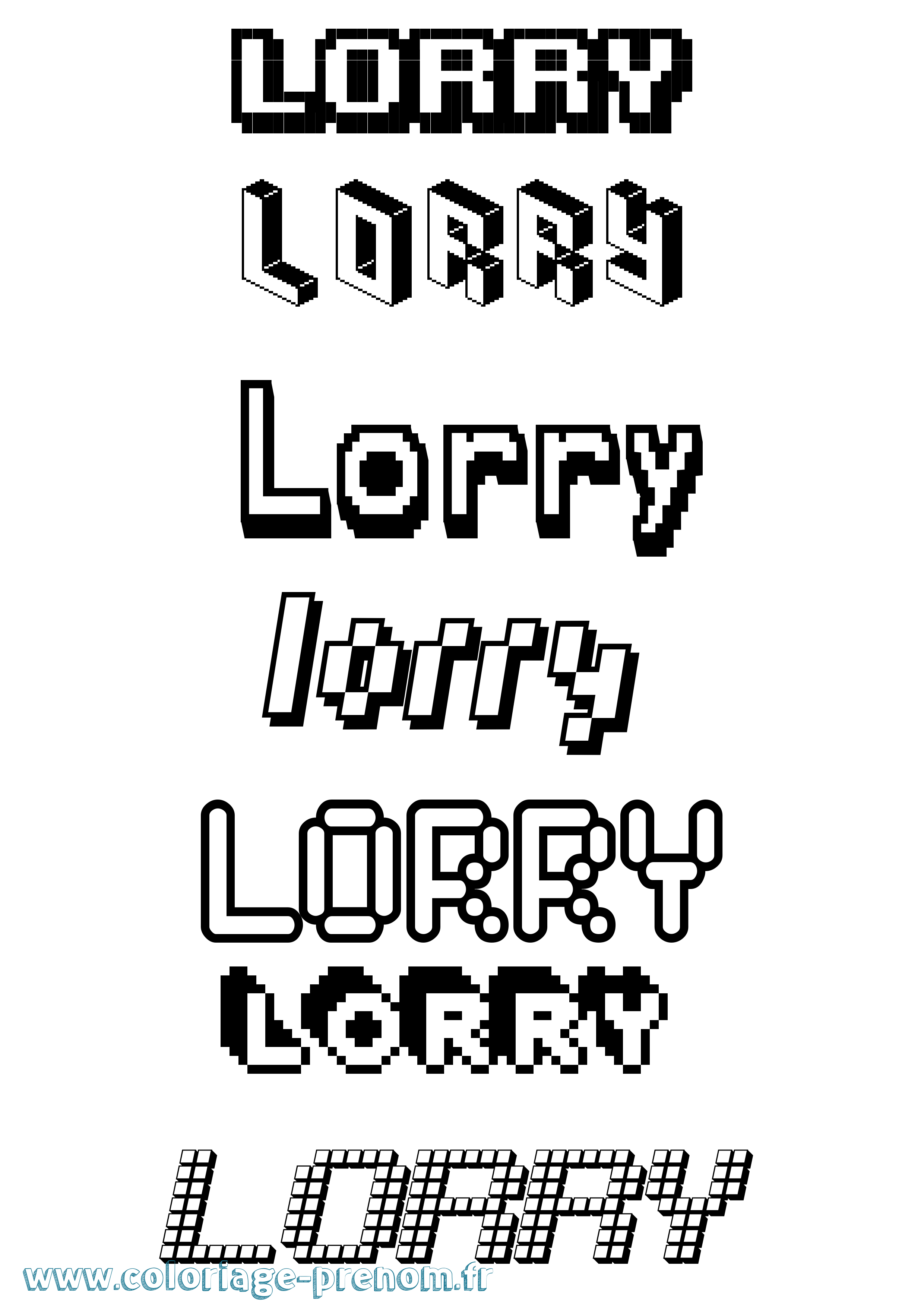 Coloriage Lorry Pixel Coloriage prénom Lorry Pixel