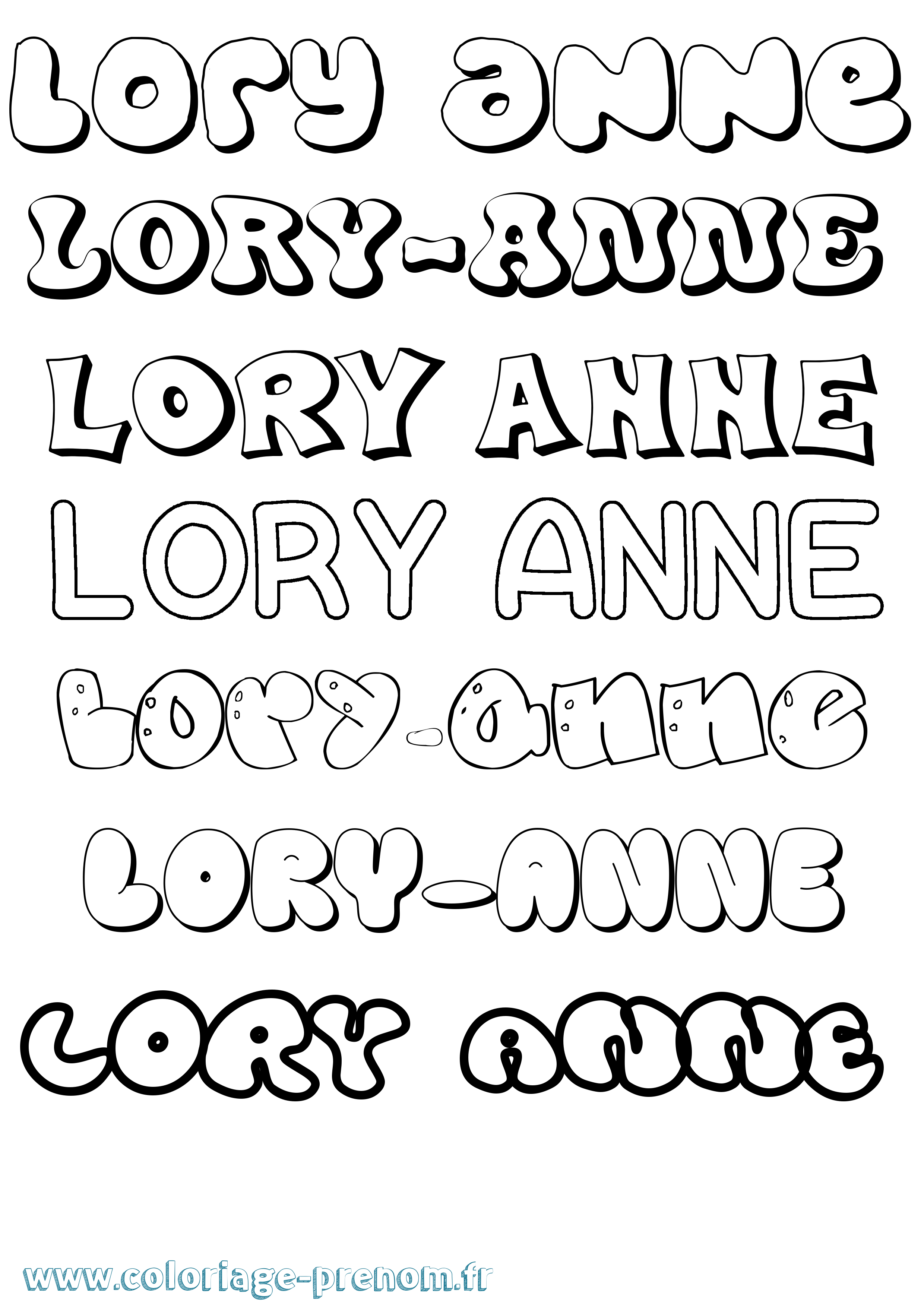 Coloriage Lory-Anne Bubble Coloriage prénom Lory-Anne Bubble