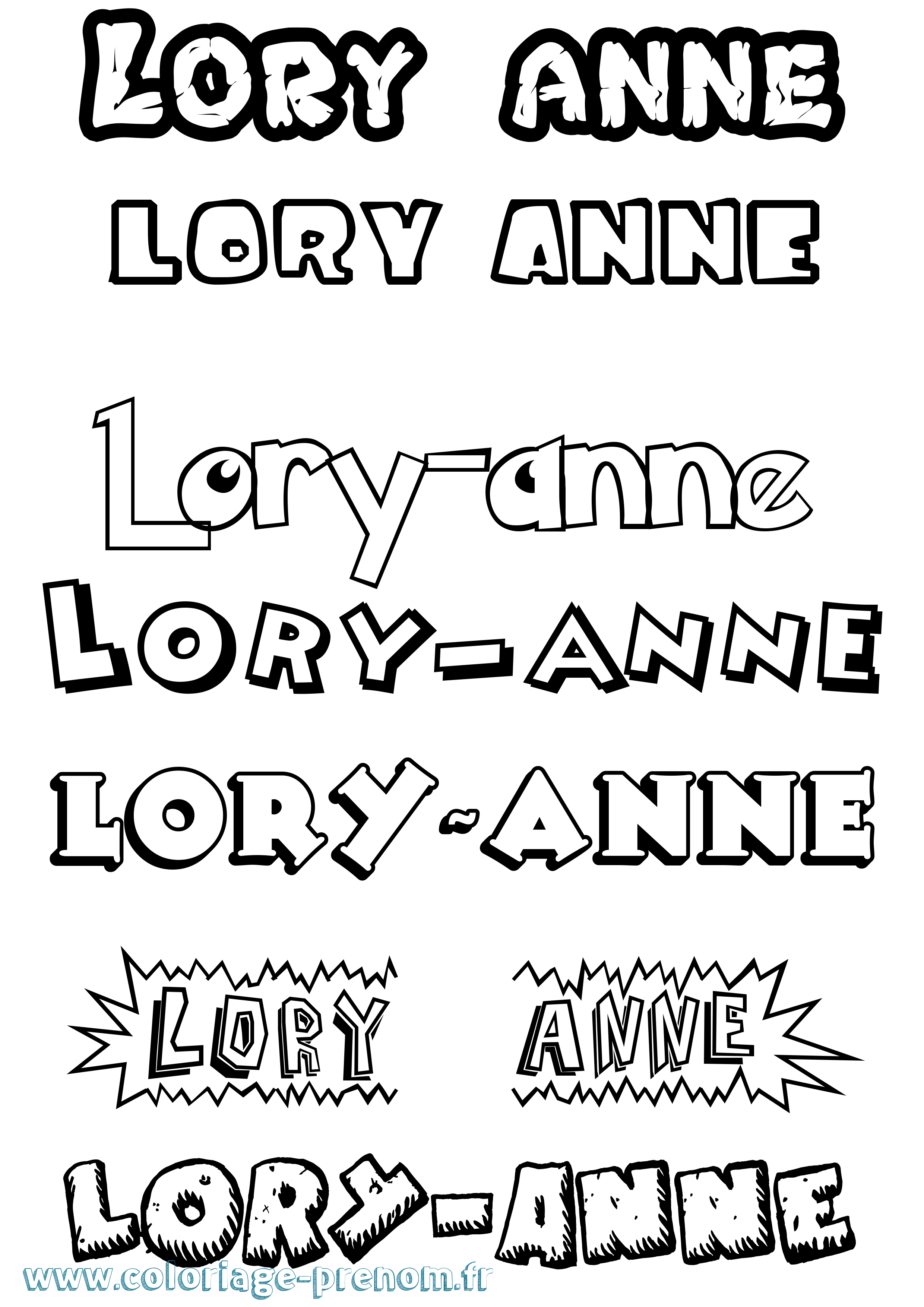 Coloriage Lory-Anne Dessin Animé Coloriage prénom Lory-Anne Dessin Animé